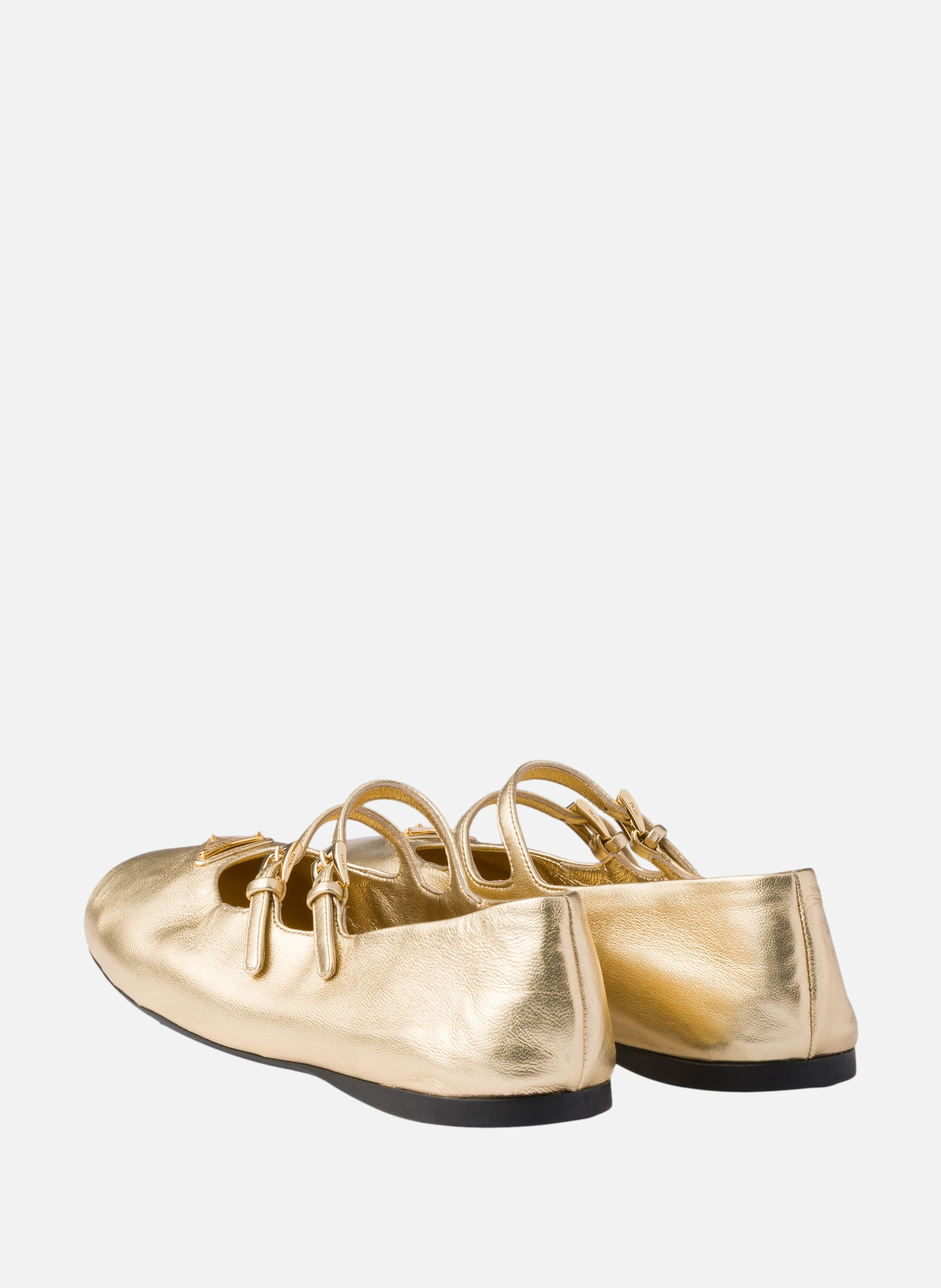 Ballerines en cuir nappa mordoré PRADA Argent