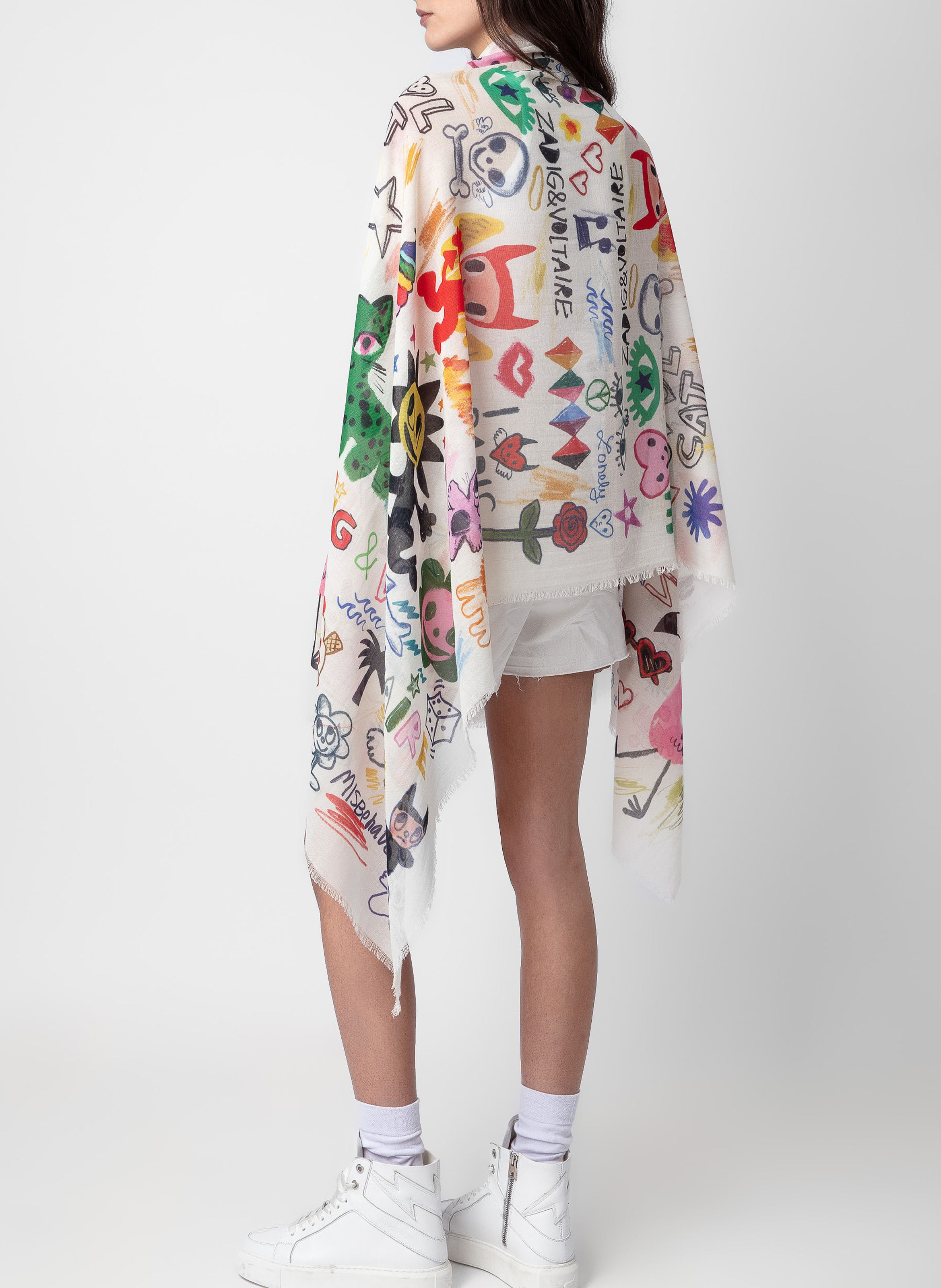 Foulard en coton imprimé maxi delta ZADIG&VOLTAIRE Blanc