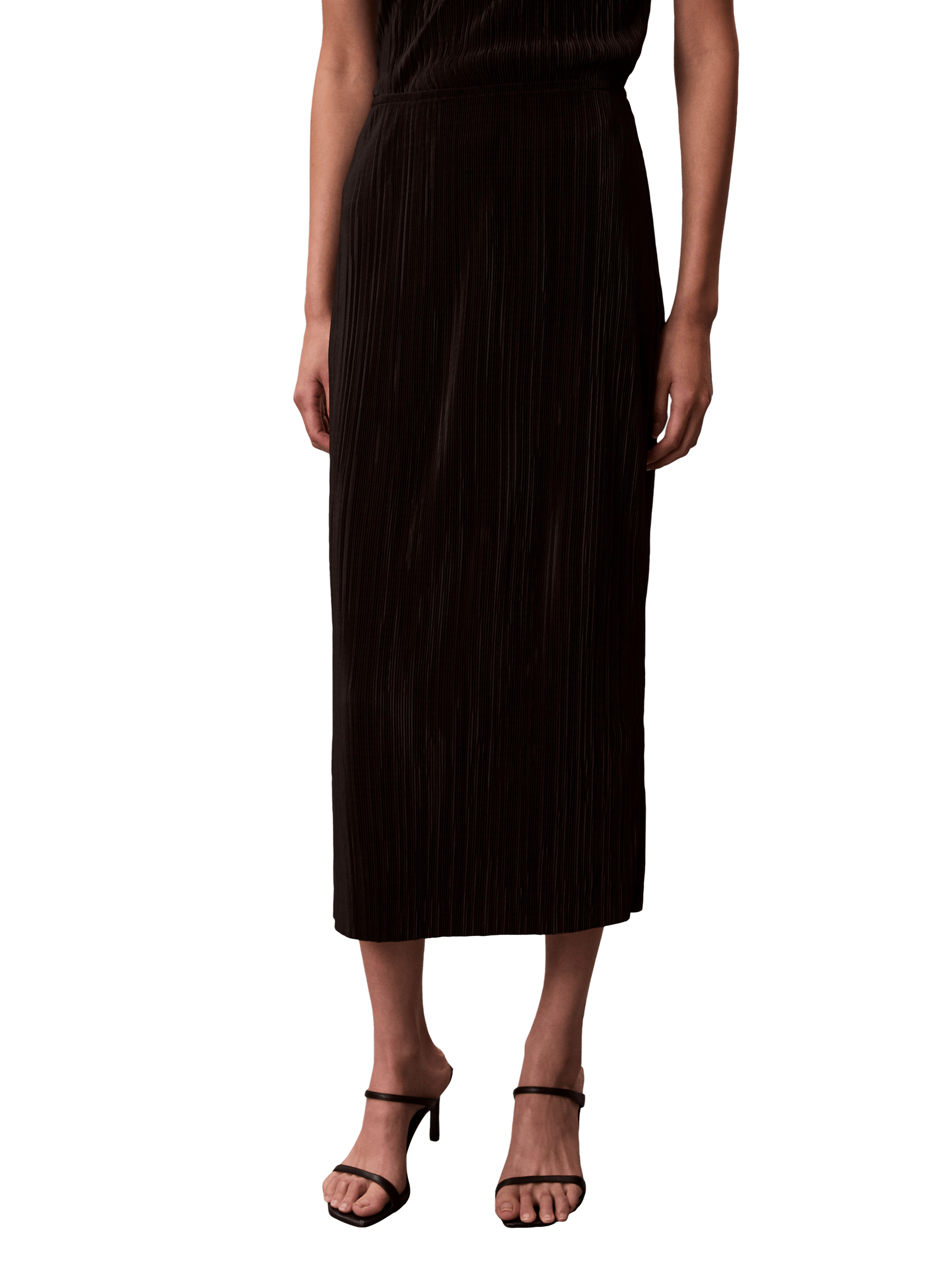 Pleated midi pencil skirt CALVIN KLEIN Black