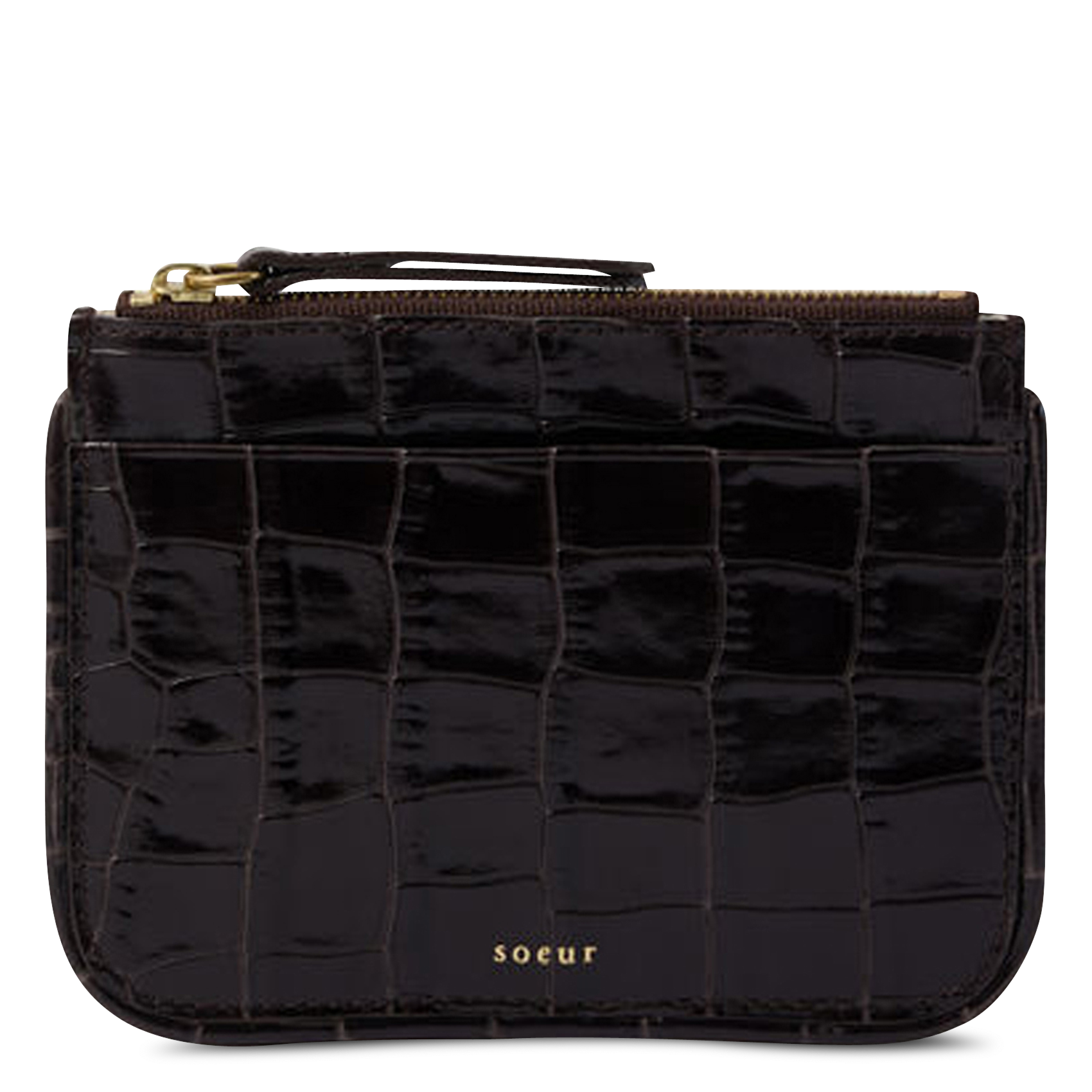 Porte-monnaie en cuir embossé croco arsene SOEUR Marron