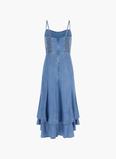 guess dresses for women GUESS Ruffled long dress TENCEL and REFIBRA are trademarks of Lenzing AG Guess Midi Dress With Belt