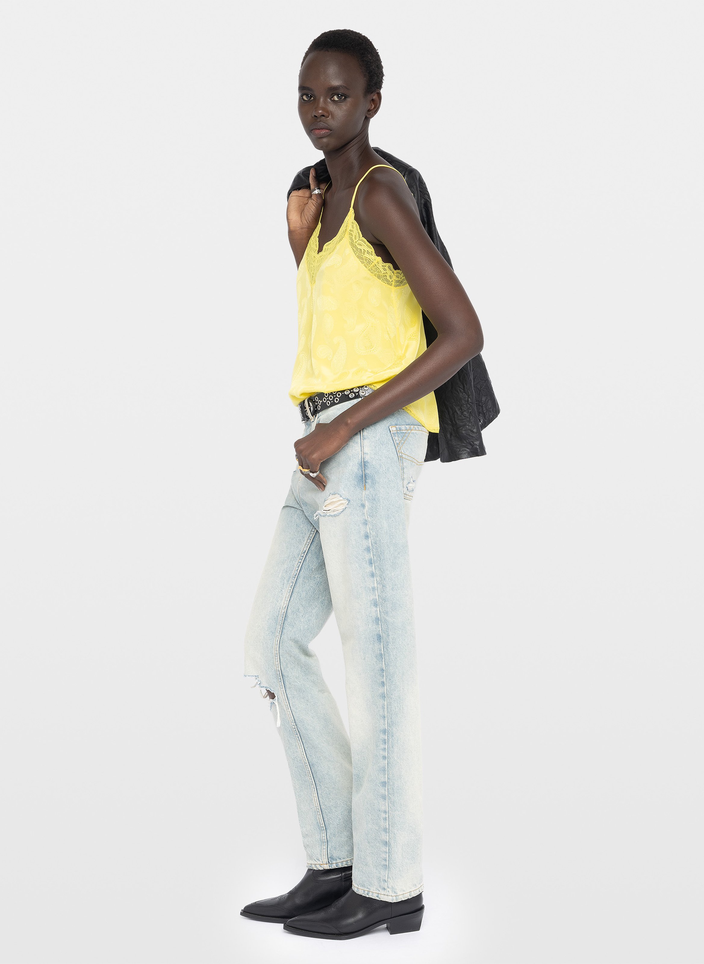 Caraco imprimé col v en soie christy ZADIG&VOLTAIRE Jaune