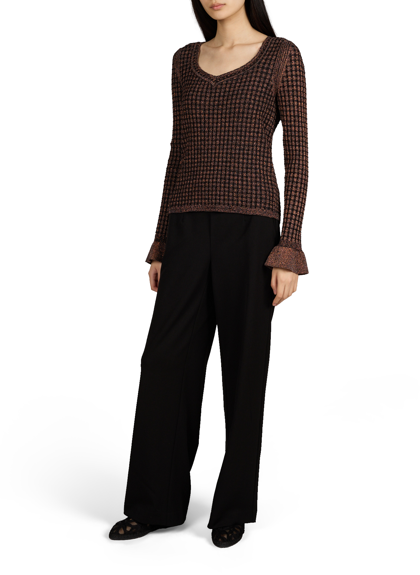 Checked knit sweater OBJECT Black