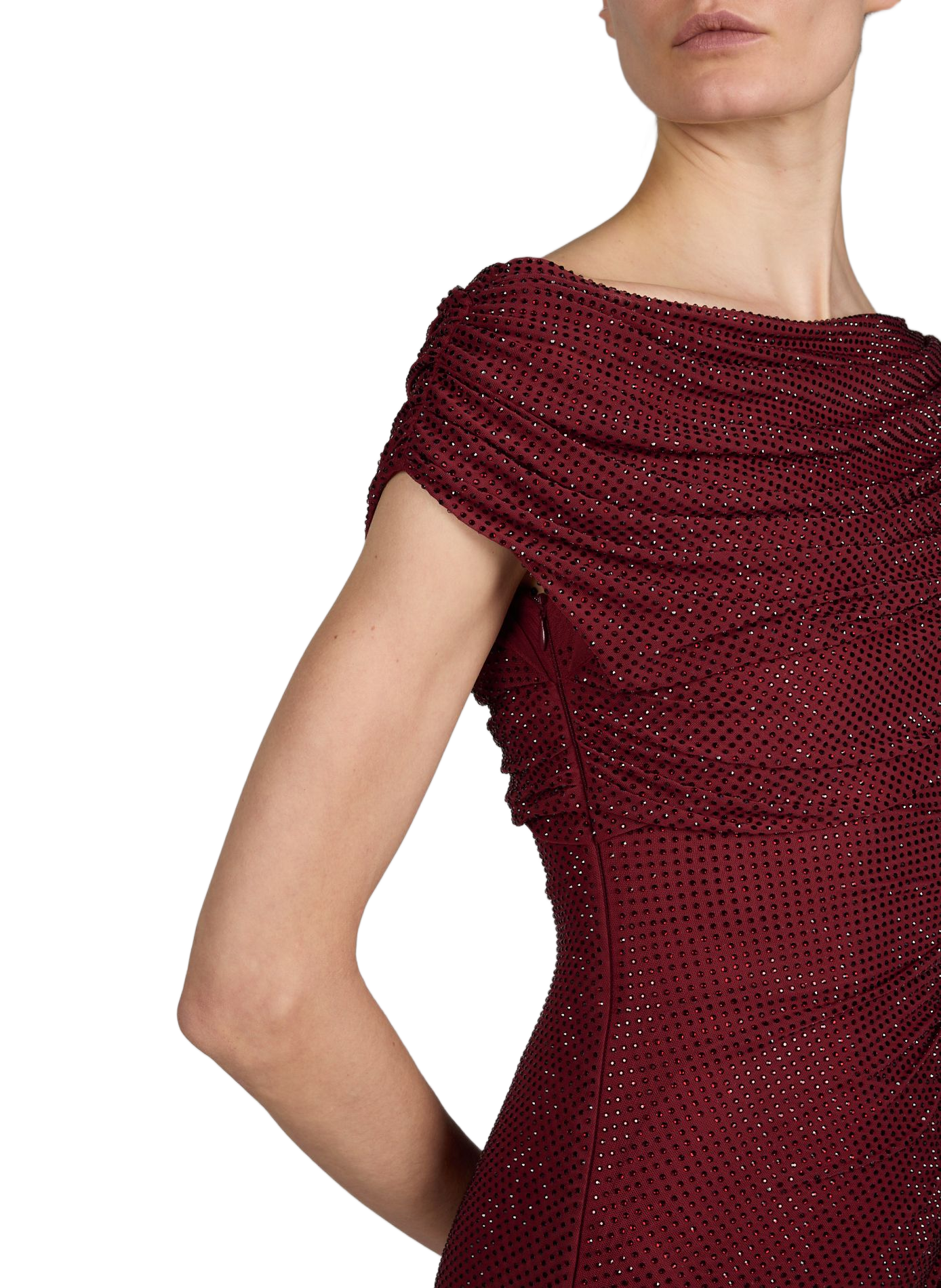 Robe midi à strass SELF PORTRAIT Rouge