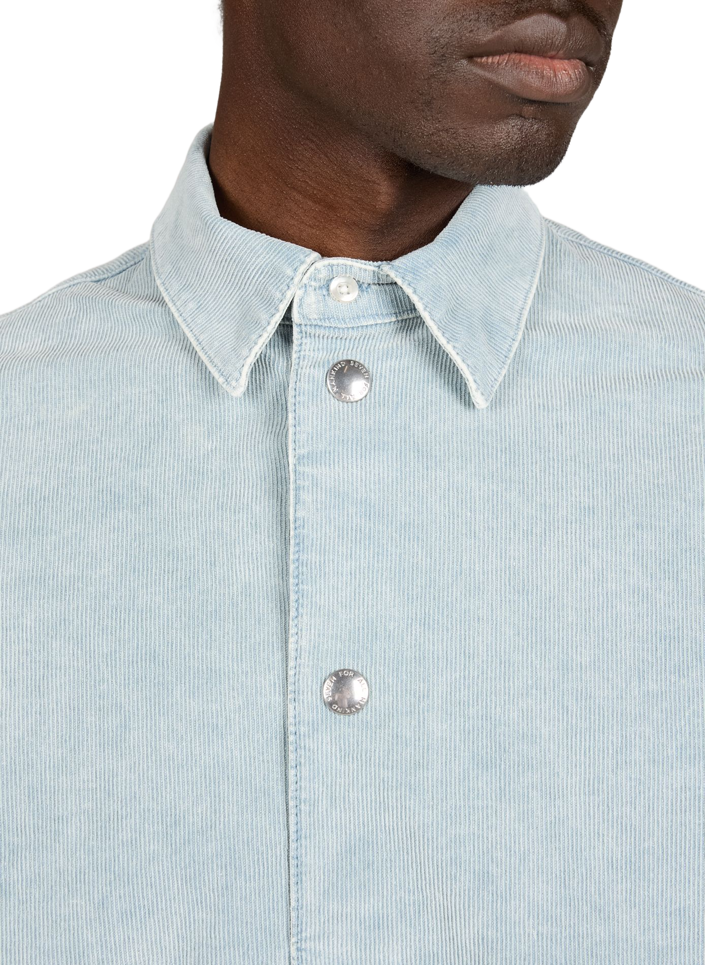 Chemise droite velours côtelé en coton mélangé 7 FOR ALL MANKIND Bleu