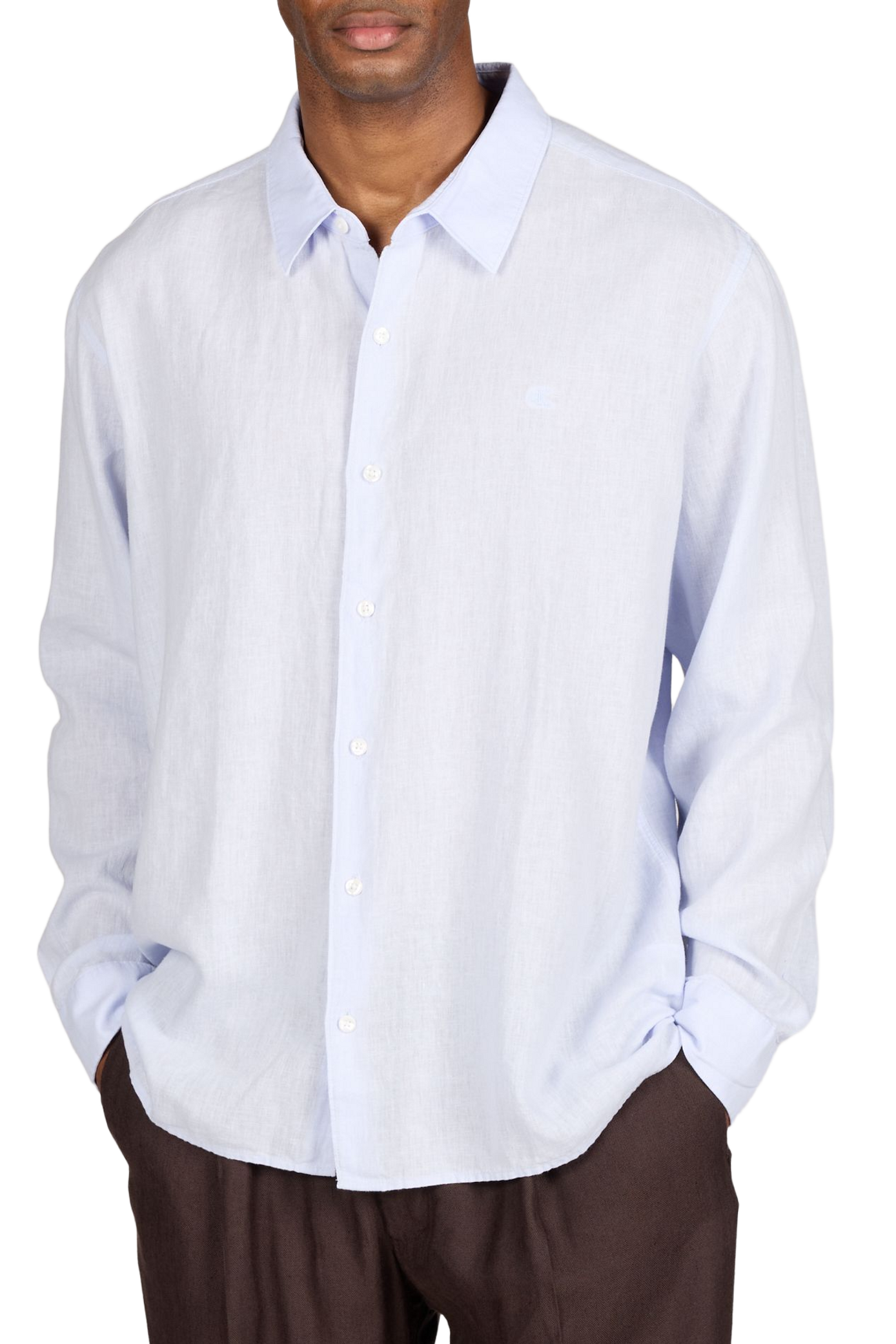 Straight shirt in mixed linen CALVIN KLEIN Blue