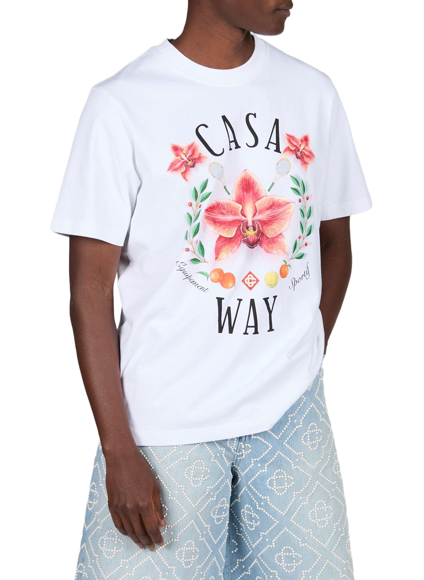 Biker-style cotton t-shirt CASABLANCA PARIS White