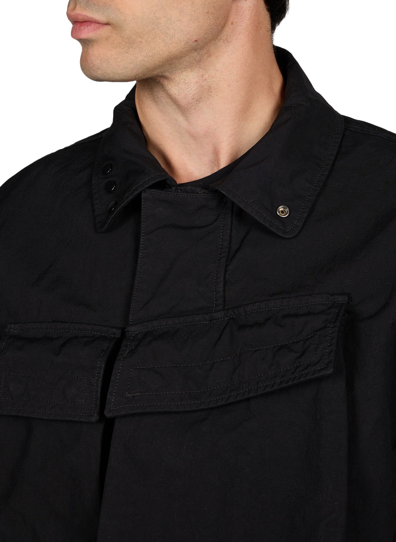 Veste droite multi poches à col montant CP COMPANY Noir