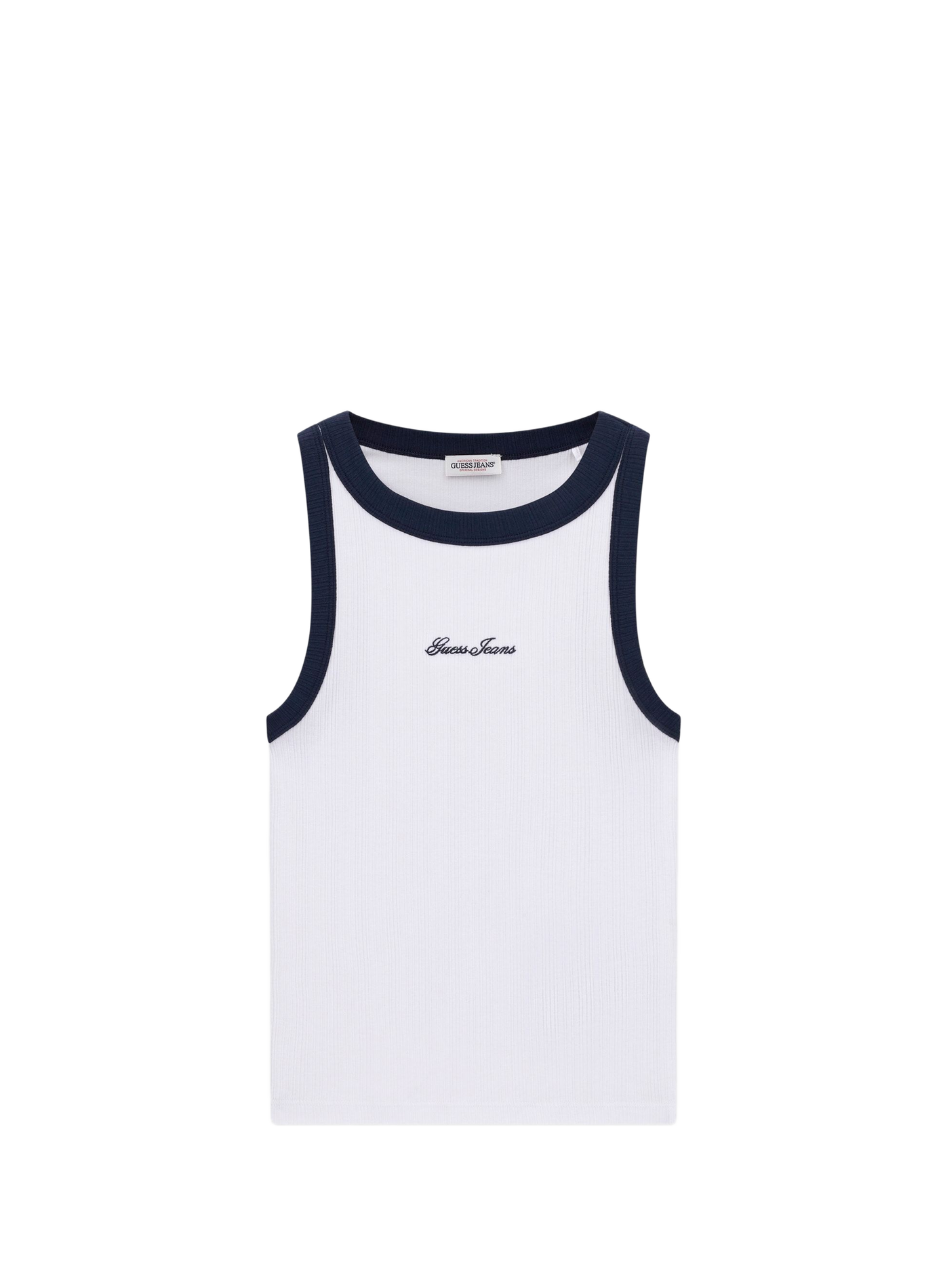 Tanktop mit kontrastierenden Kanten und gesticktem Logo aus Baumwollmischung GUESS Weiss