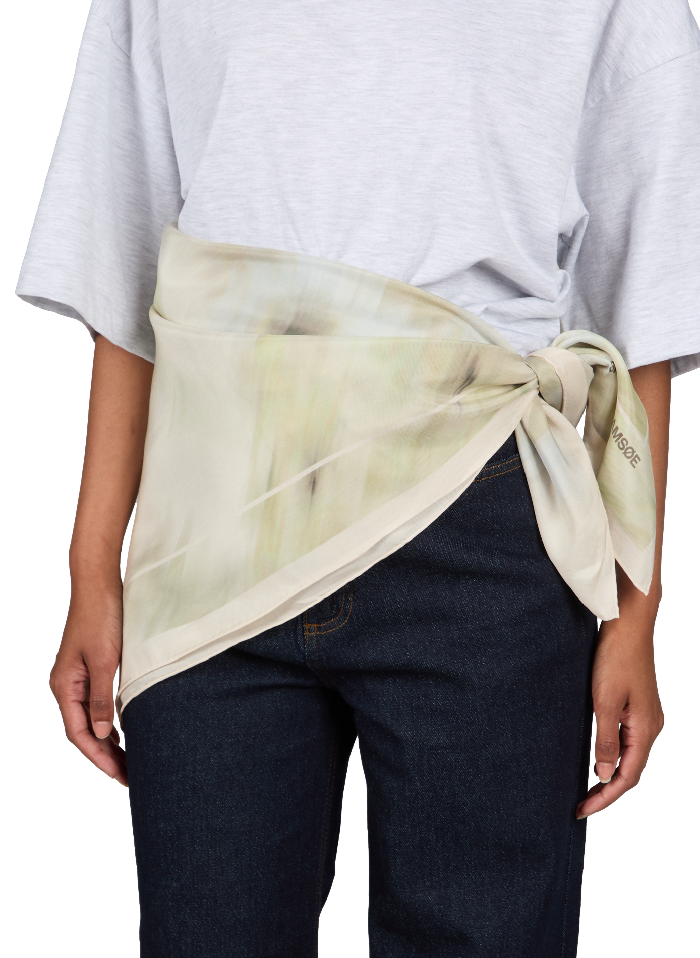 Square striped Sahailan scarf SAMSOE SAMSOE Beige