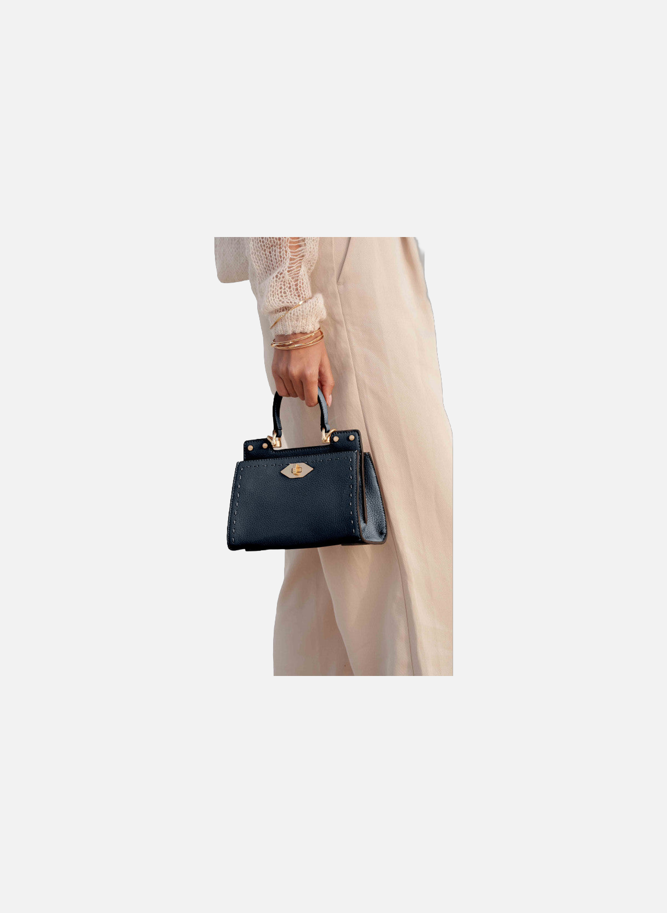 Trianon | sac à main micro en cuir de vachette POURCHET Bleu
