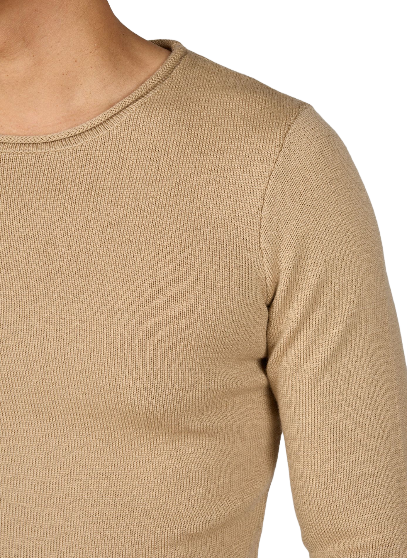 Cropped wool sweater with rolled edges SEAN SUEN Beige