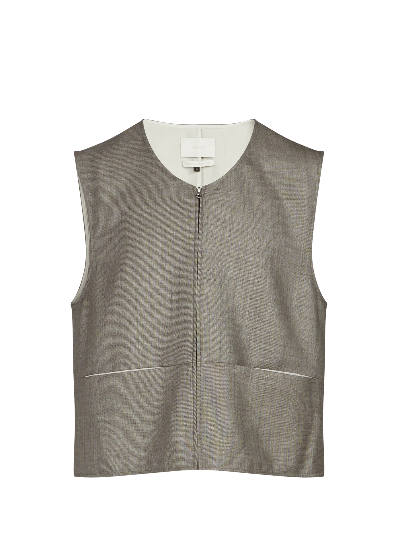 Gilet senza maniche in lana con zip AMOMENTO Beige