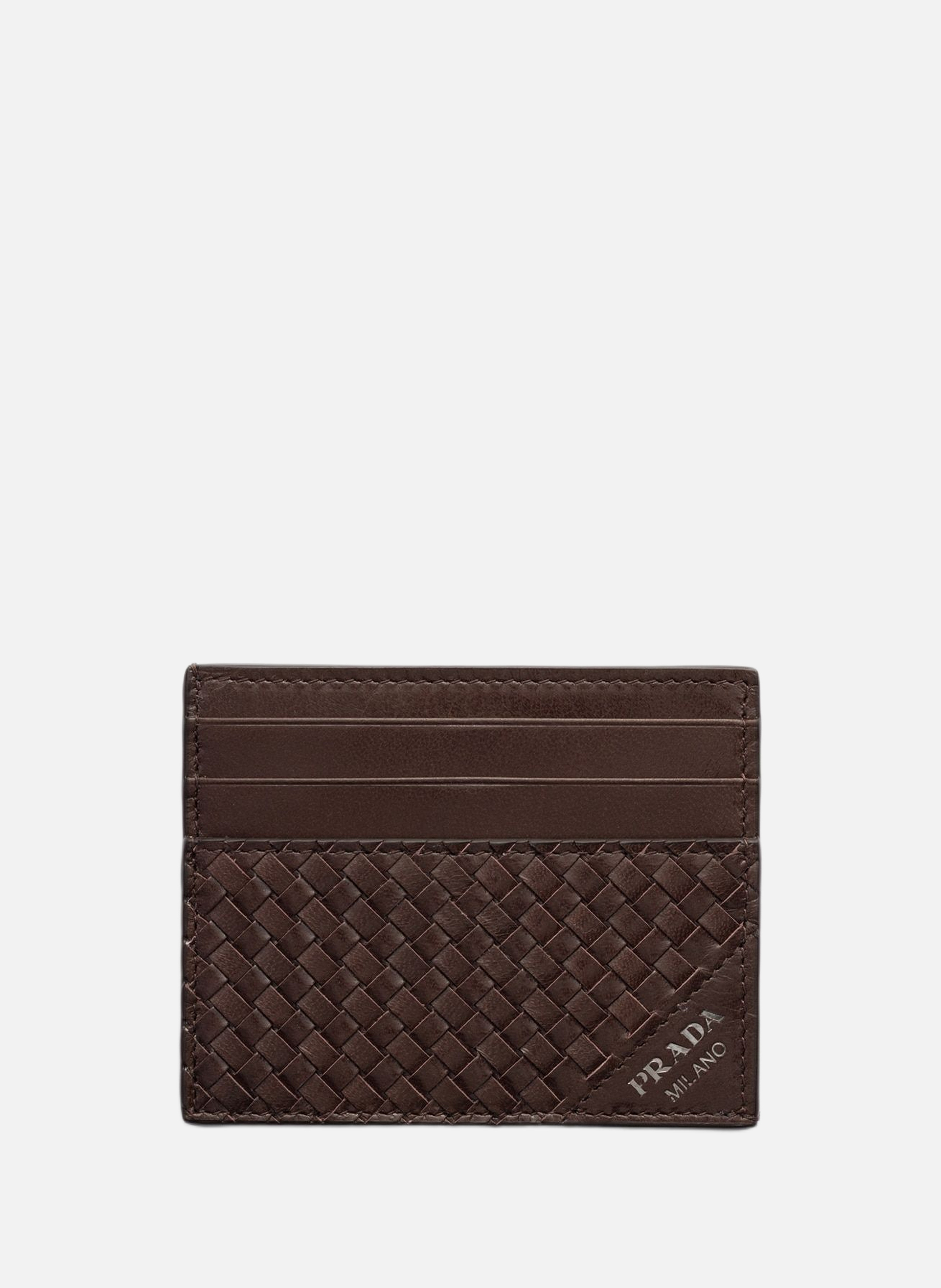 Porte-cartes en cuir PRADA Marron