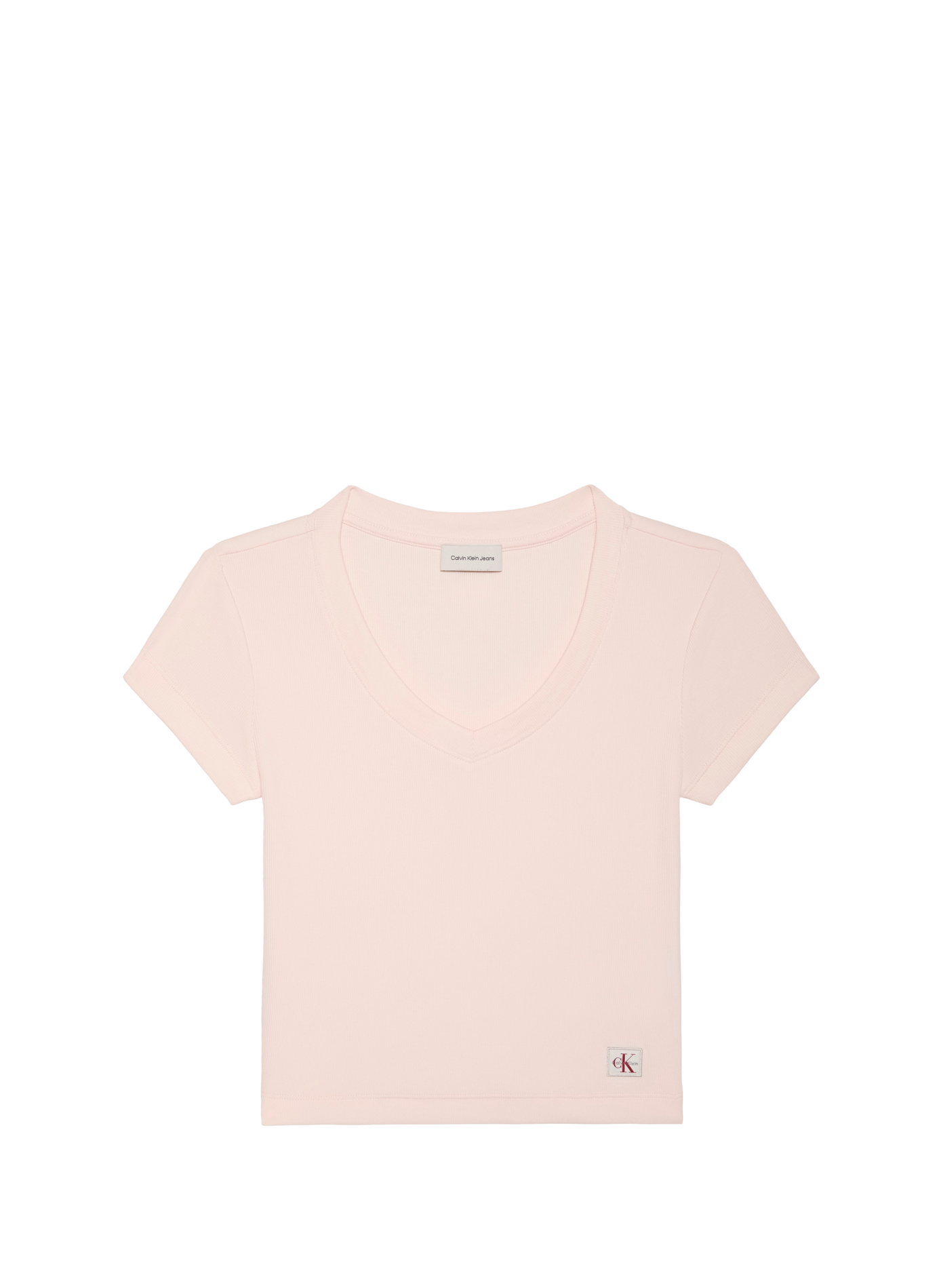T-shirt met V-hals van gemengd katoen  Mangano calcite