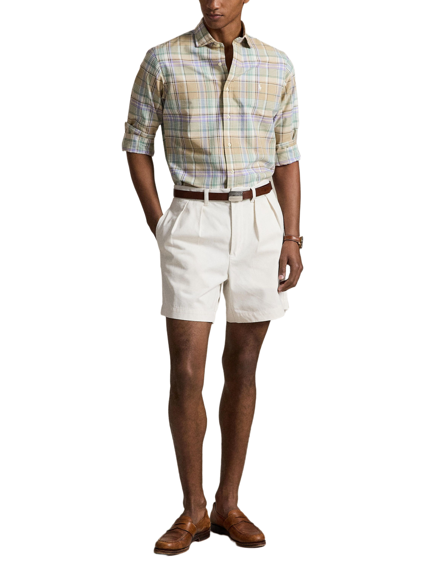 Checked shirt with embroidered logo in cotton POLO RALPH LAUREN Beige