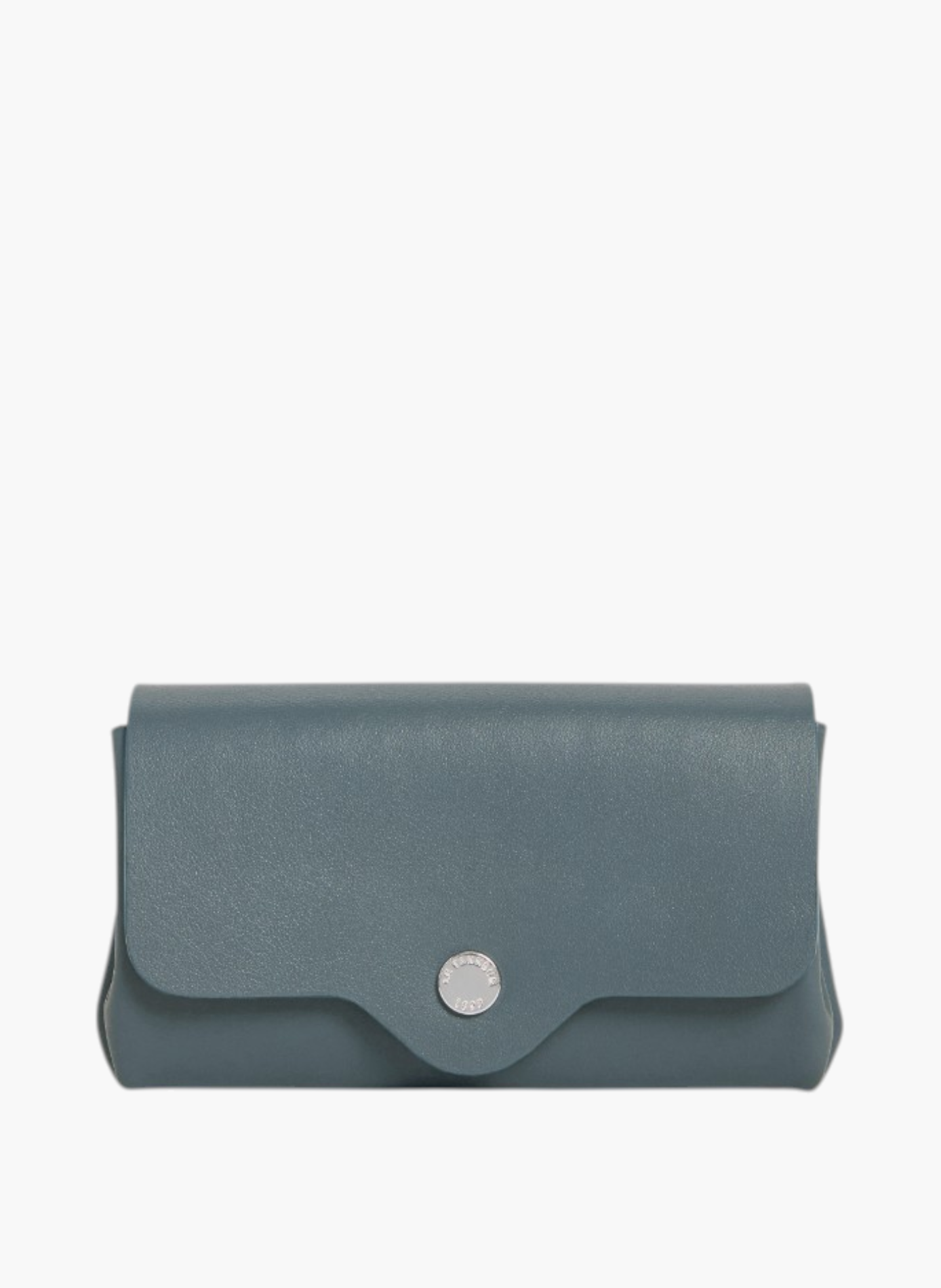 Porte monnaie sans couture en cuir lisse LE TANNEUR Bleu