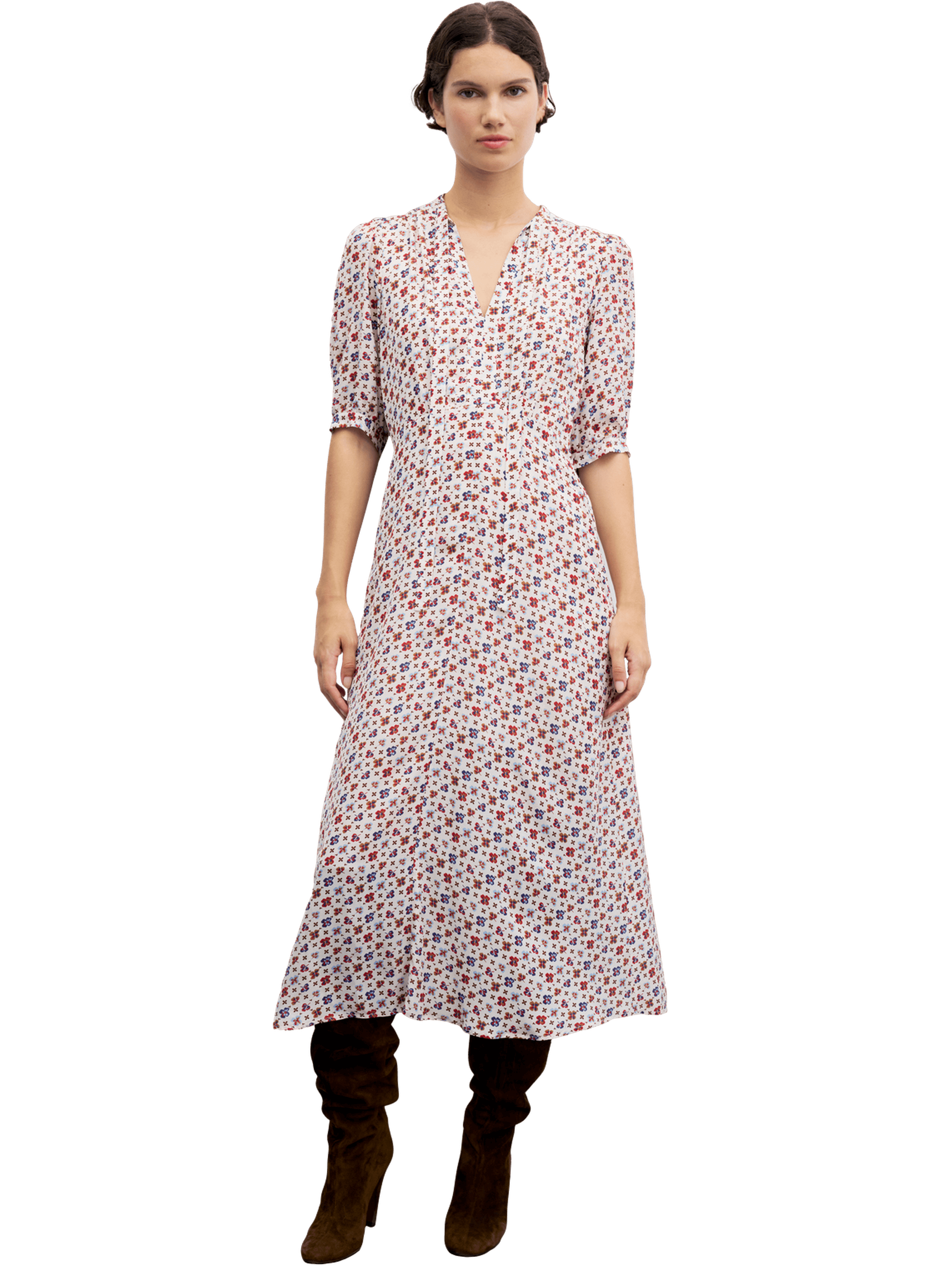 Robe midi cintrée imprimée - aurema GERARD DAREL Beige
