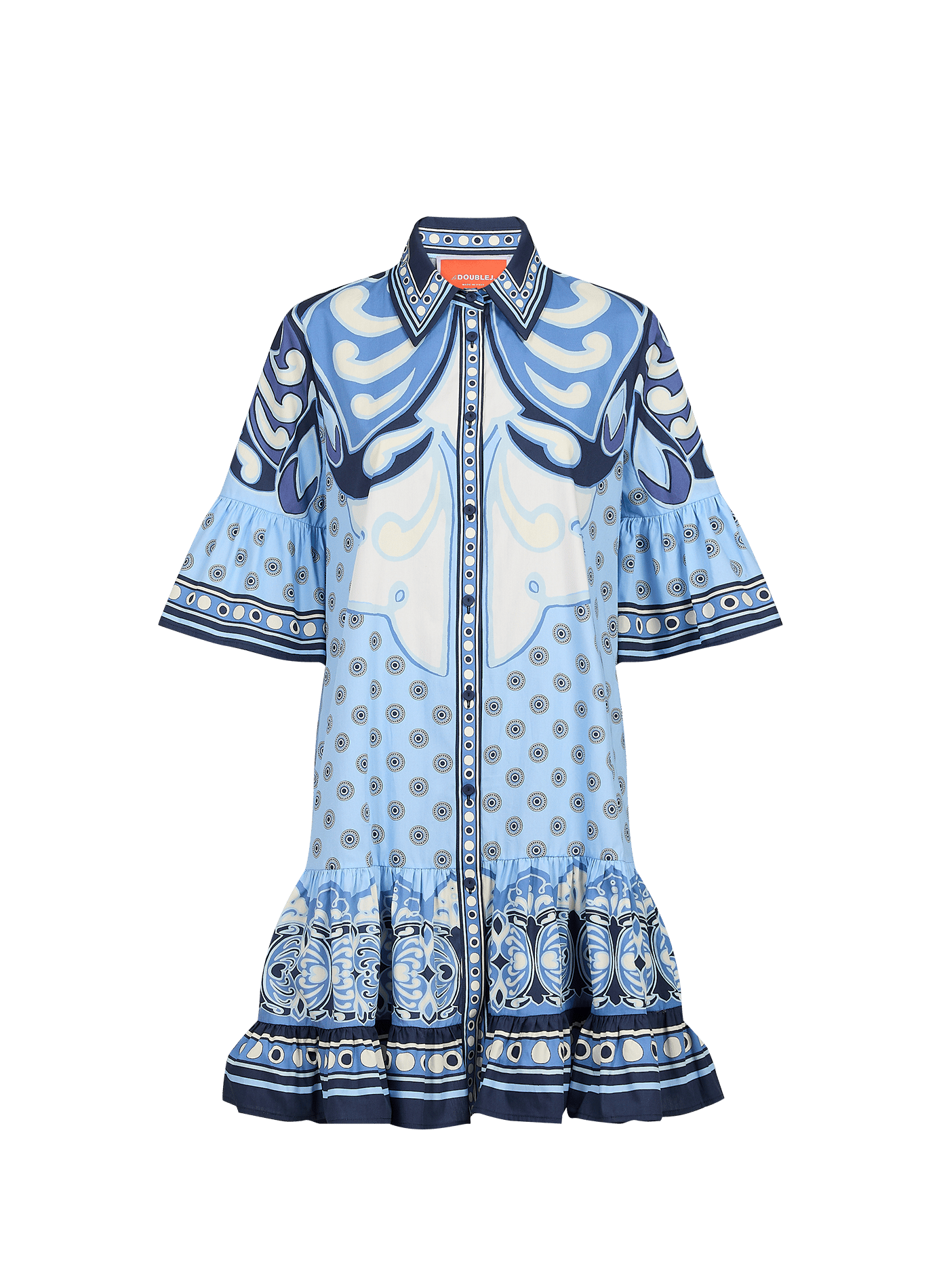 Short CHOUX printed cotton dress LA DOUBLEJ Blue