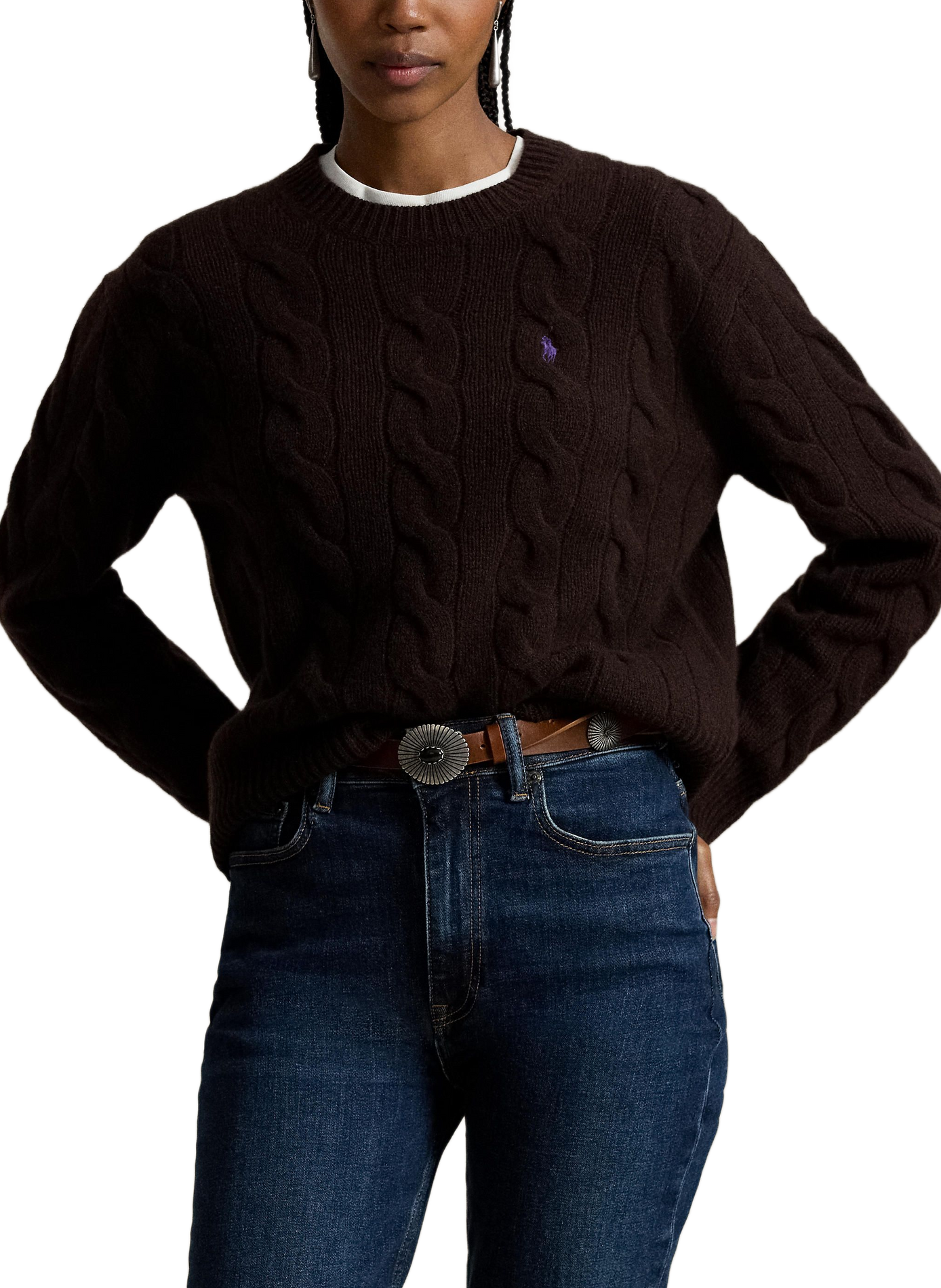 Round-neck wool and cashmere jumper POLO RALPH LAUREN Brown