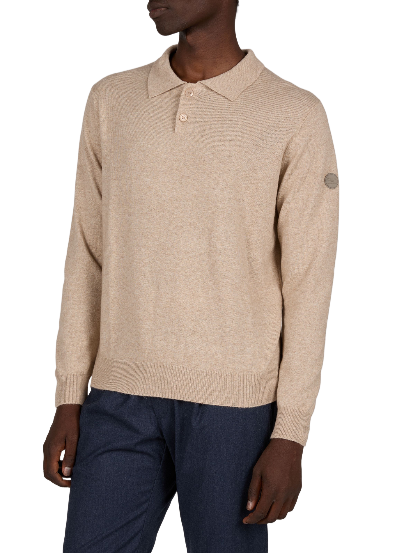Straight wool blend polo neck sweater 1789 CALA Beige