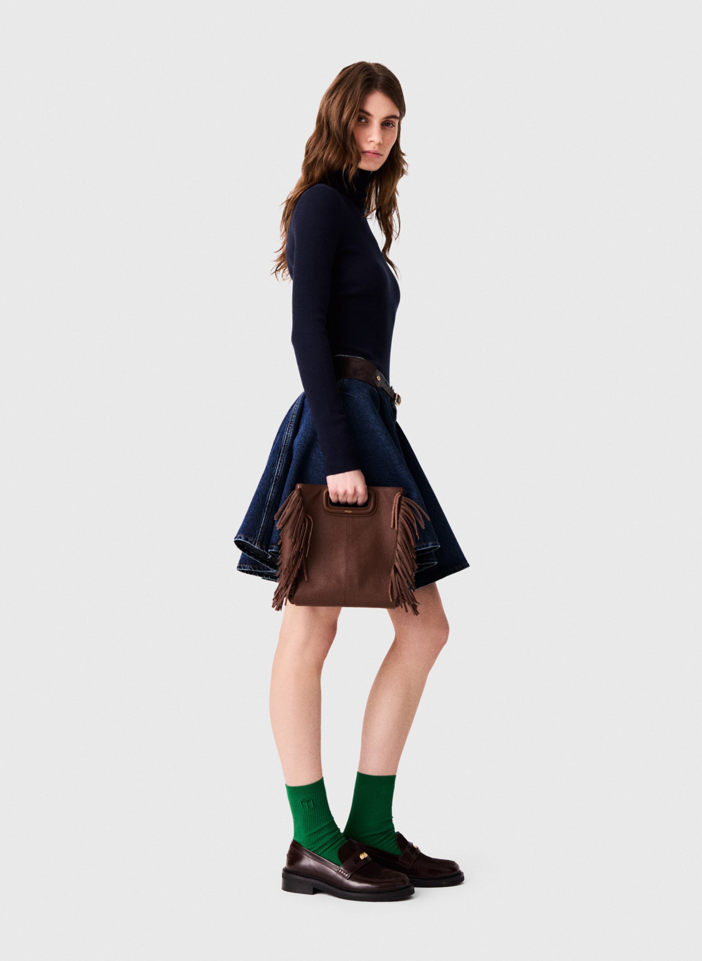 Pull moulant en laine et soie MAJE Bleu