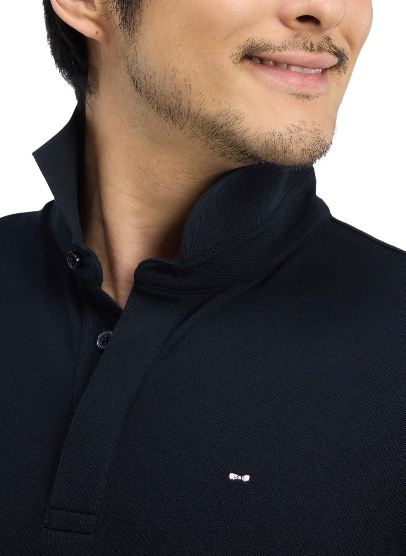 Polo manches longues en coton mélangé EDEN PARK Black