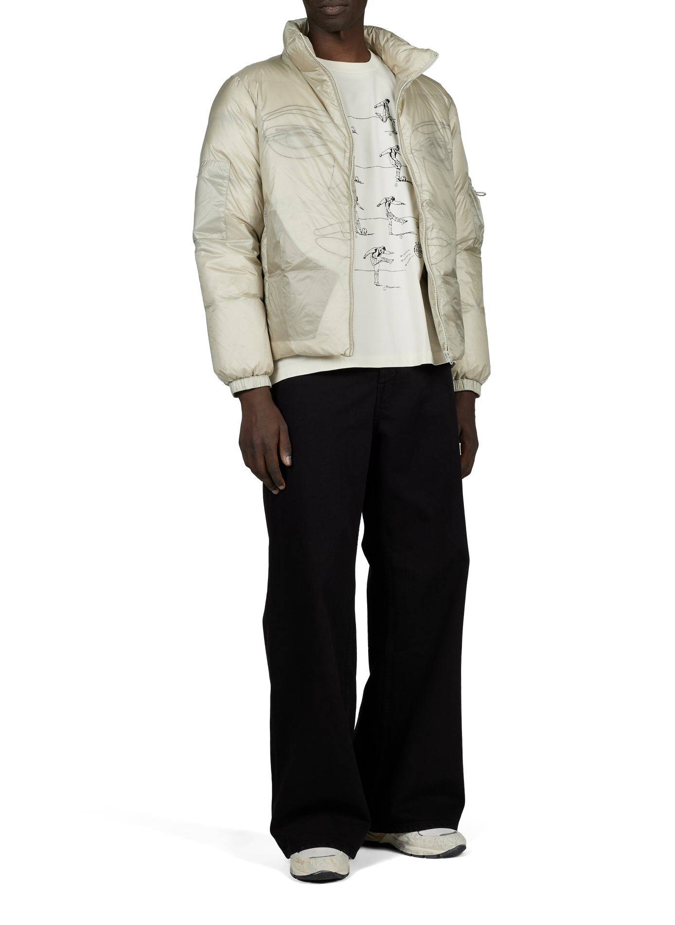 Gerade geschnittene Steppjacke mit Stehkragen und Print KIDSUPER Grun