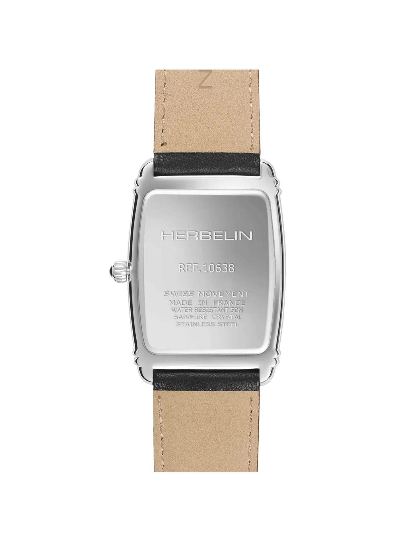 Quarz Armbanduhr im Art-Déco-Stil aus Leder HERBELIN Silber
