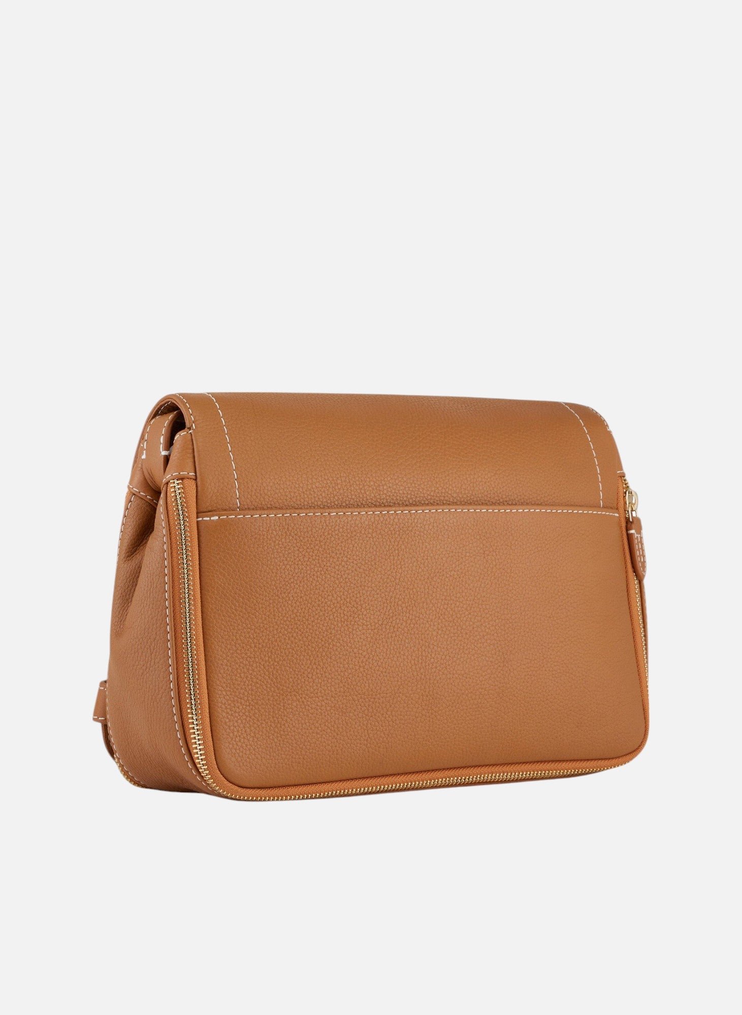 Sac bandoulière moyen modèle simone en cuir grainé LE TANNEUR Marron