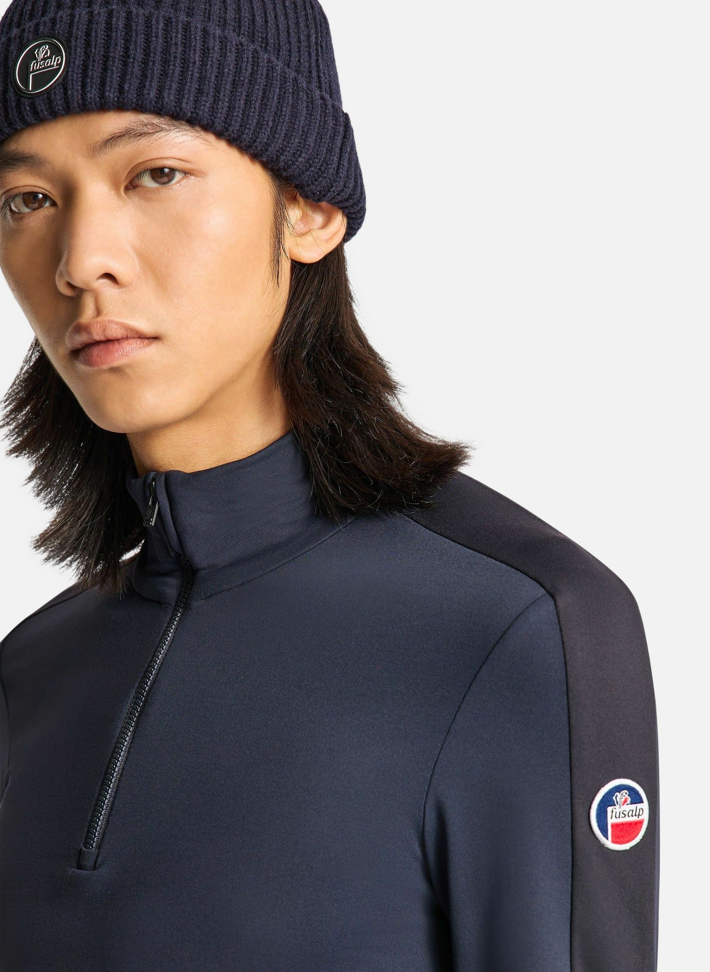 Sous pull de ski alpille col montant coupe ajustée Bleu