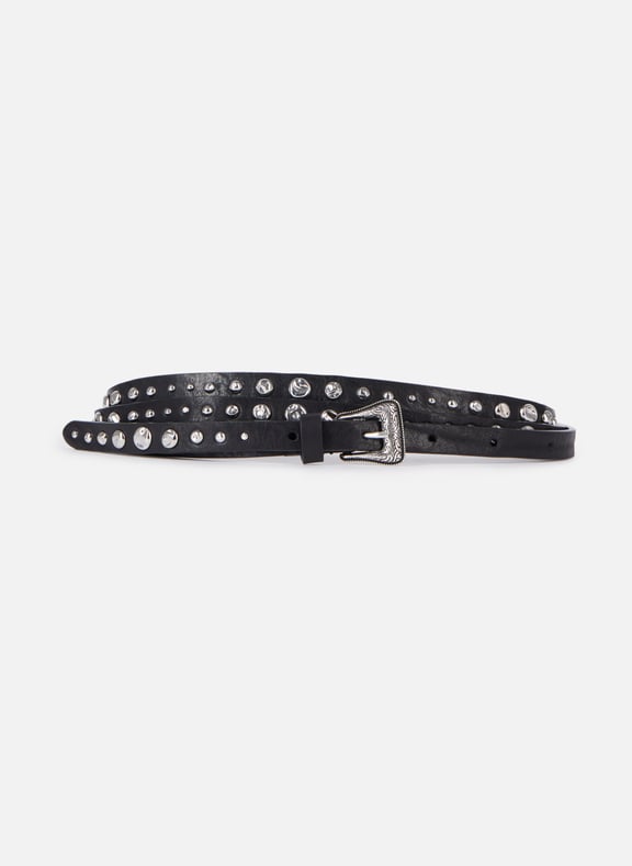 Ceinture fine en cuir avec clous Noir by THE KOOPLES THE KOOPLES Ceinture fine en cuir avec clous Noir