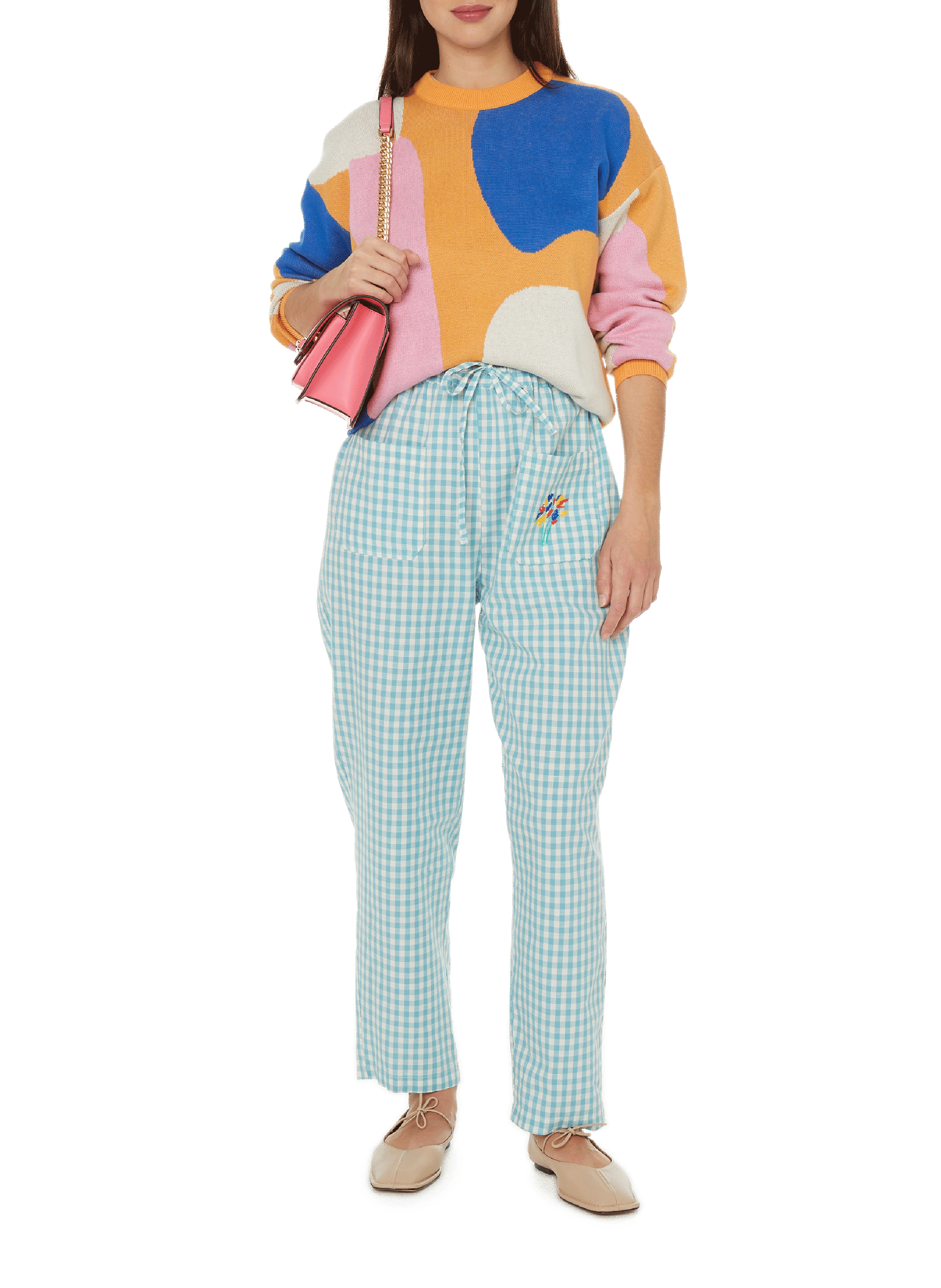 Pantalon imprimé vichy en coton  BOBO CHOSES Bleu