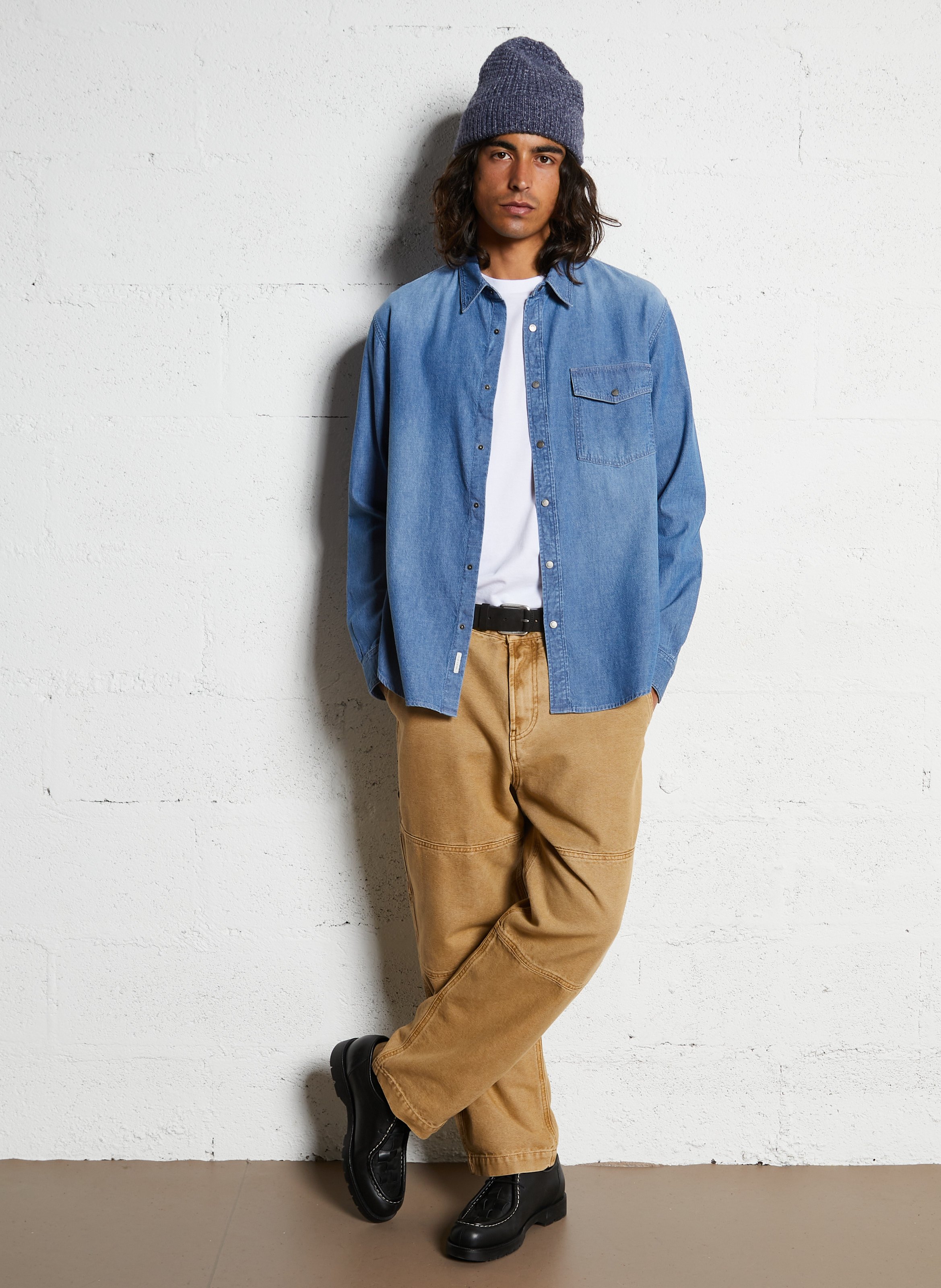 Chemise en jean droite boutonnée IKKS Bleu