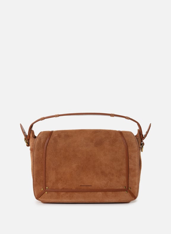 Sac à bandoulière Pepito M en croûte de cuir Marron by JÉRÔME DREYFUSS JÉRÔME DREYFUSS Sac à bandoulière Pepito M en croûte de cuir Marron