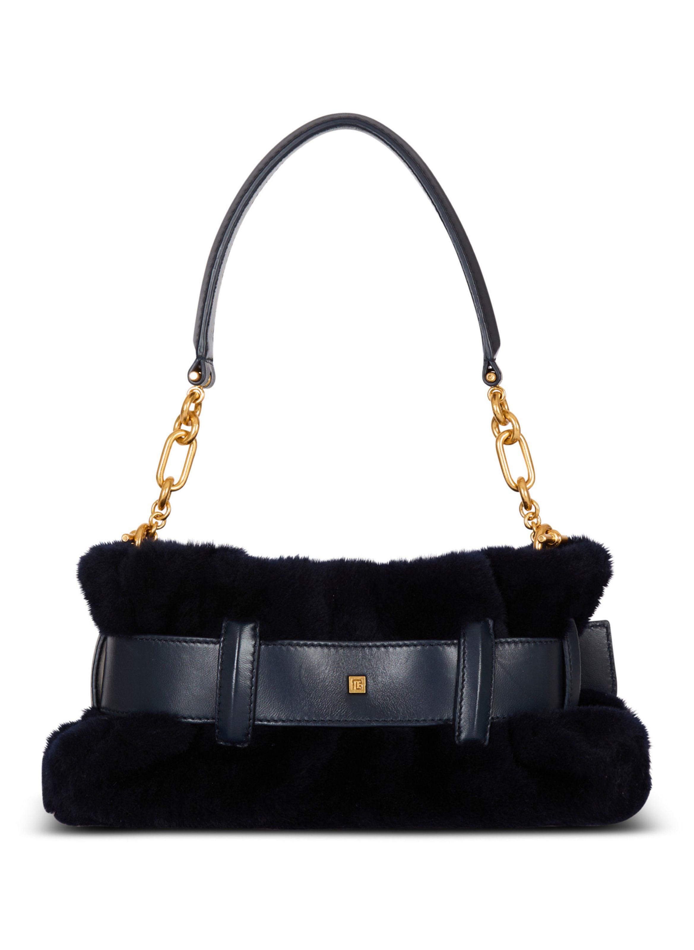 Sac anthem mini en shearling BALMAIN Bleu