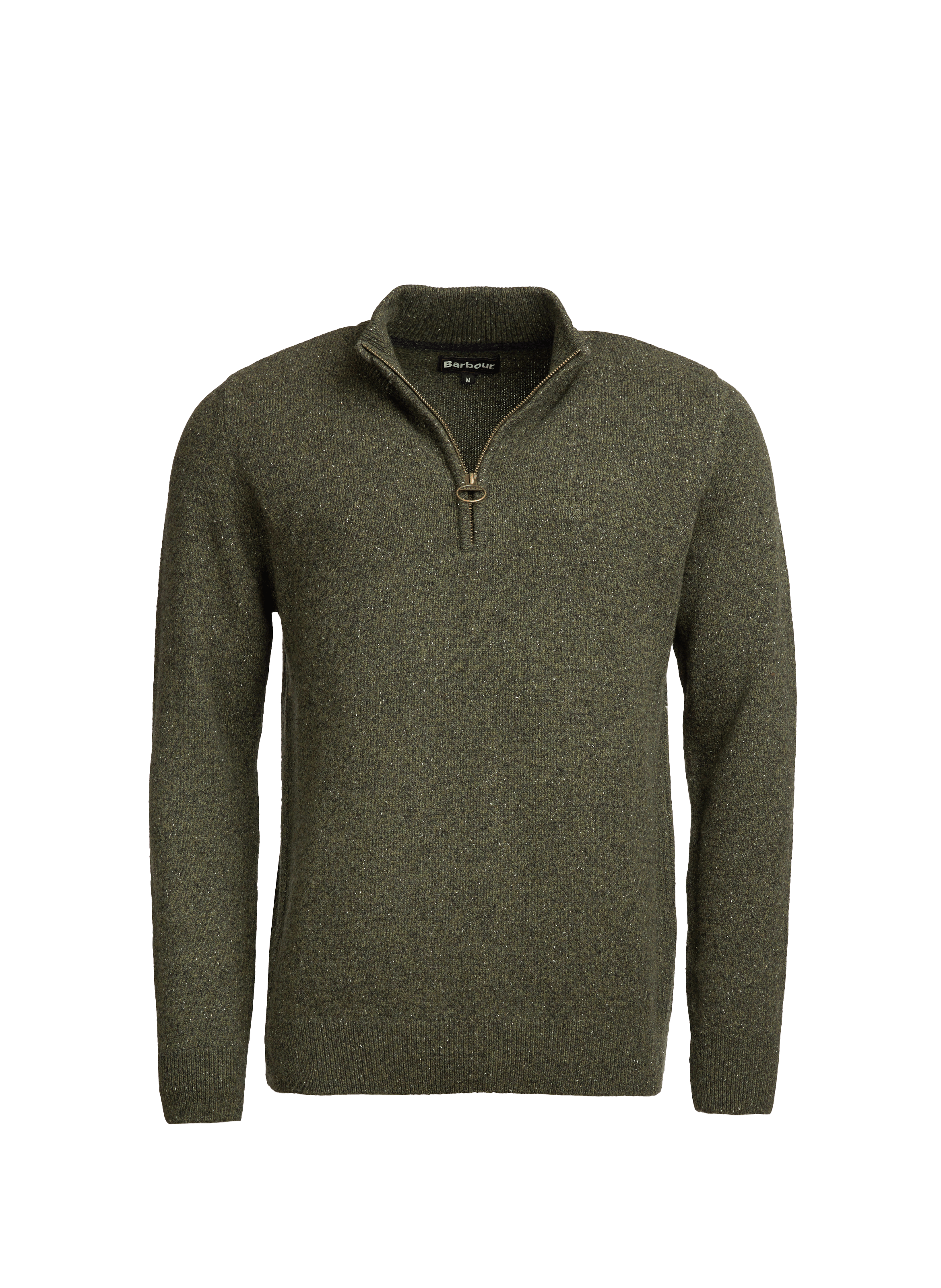 Pull droit à col montant en laine mélangée BARBOUR Marron