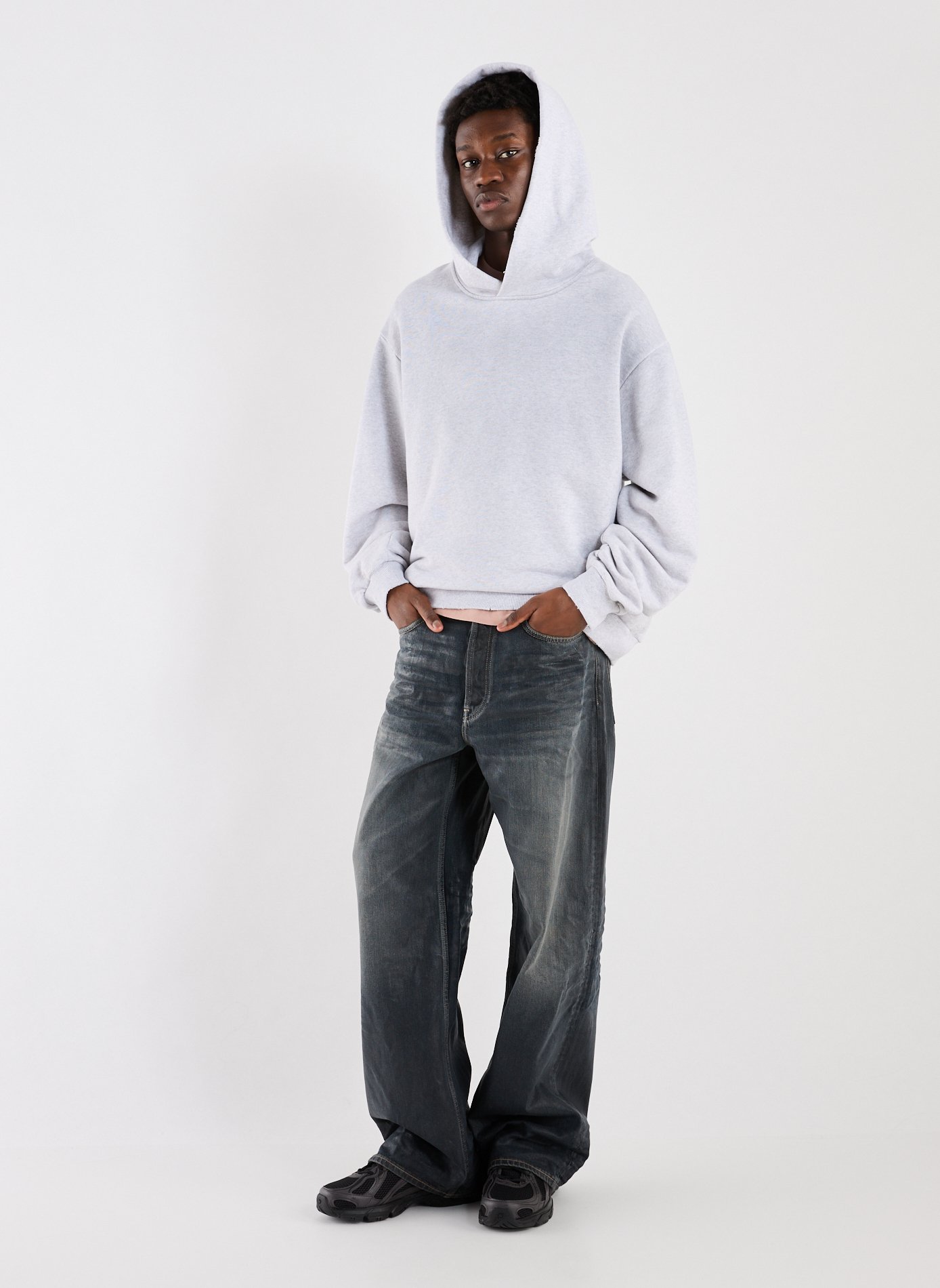 Hoodie en coton mélangé ACNE STUDIOS Gris