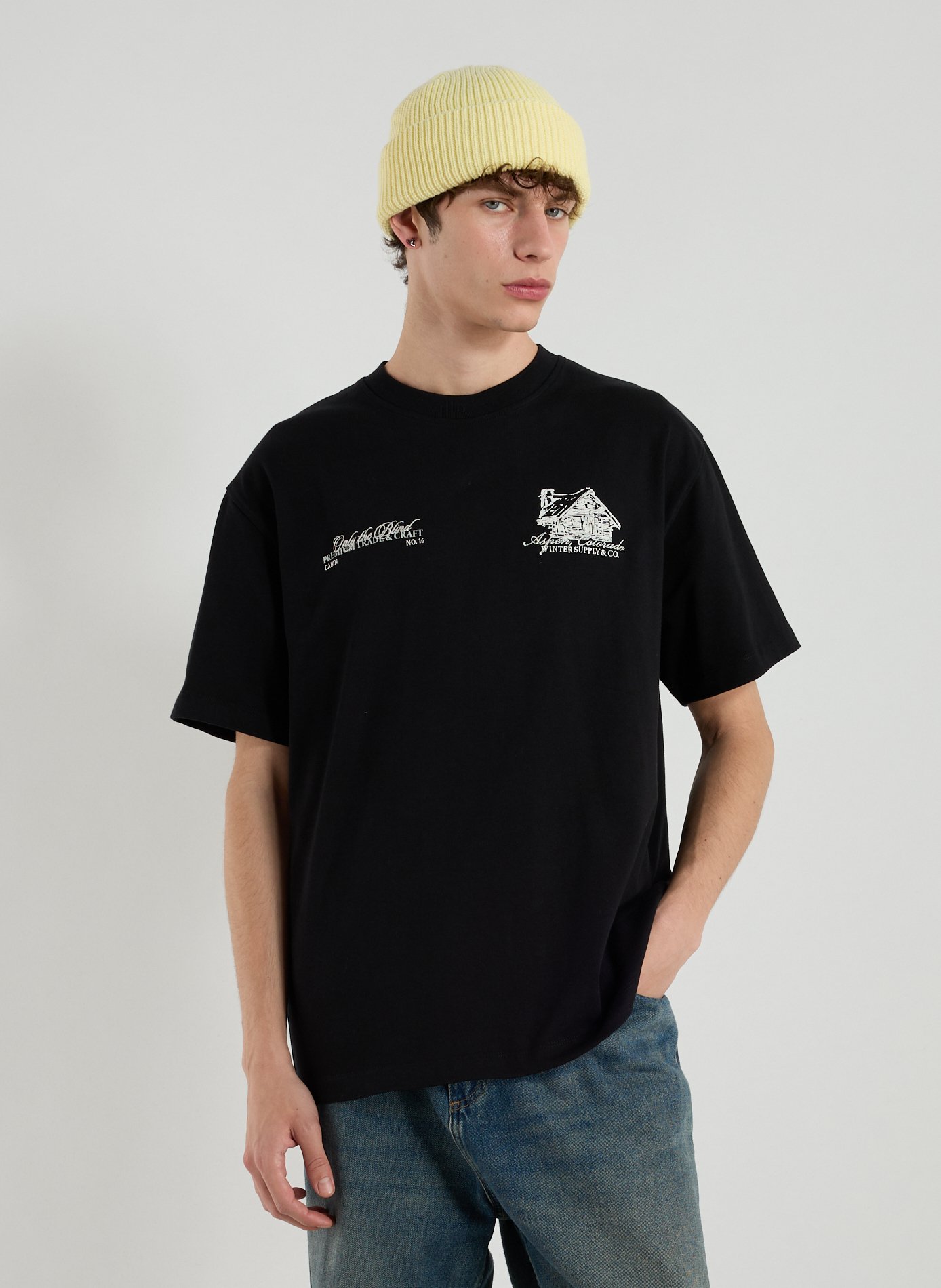 ONLY THE BLIND Biker-style cotton t-shirt Black