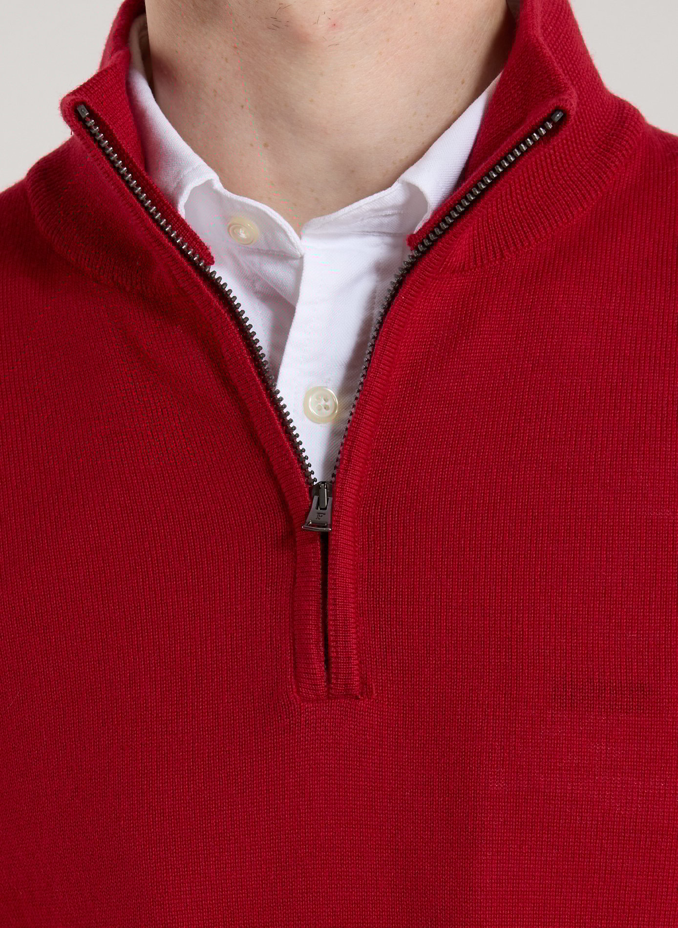 Pull col zippé en laine mérinos FACONNABLE Rouge