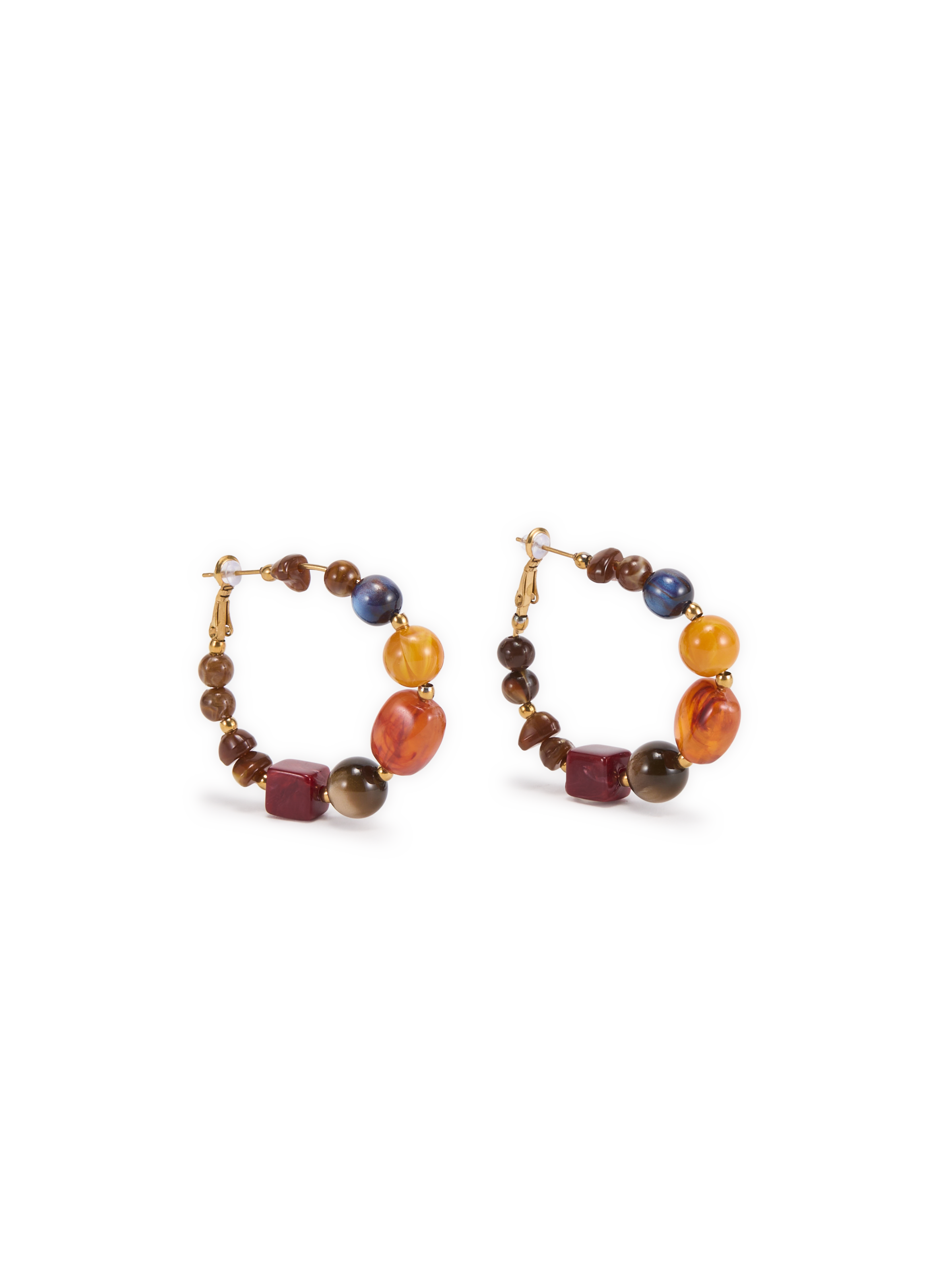 AU PRINTEMPS PARIS Resin bead hoop earrings Multicolour