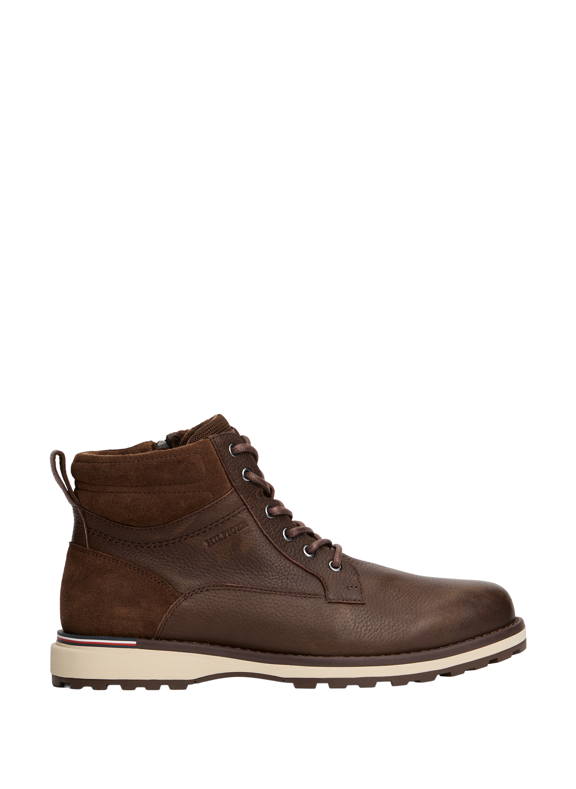 TOMMY HILFIGER Bottes en cuir à lacets Marron