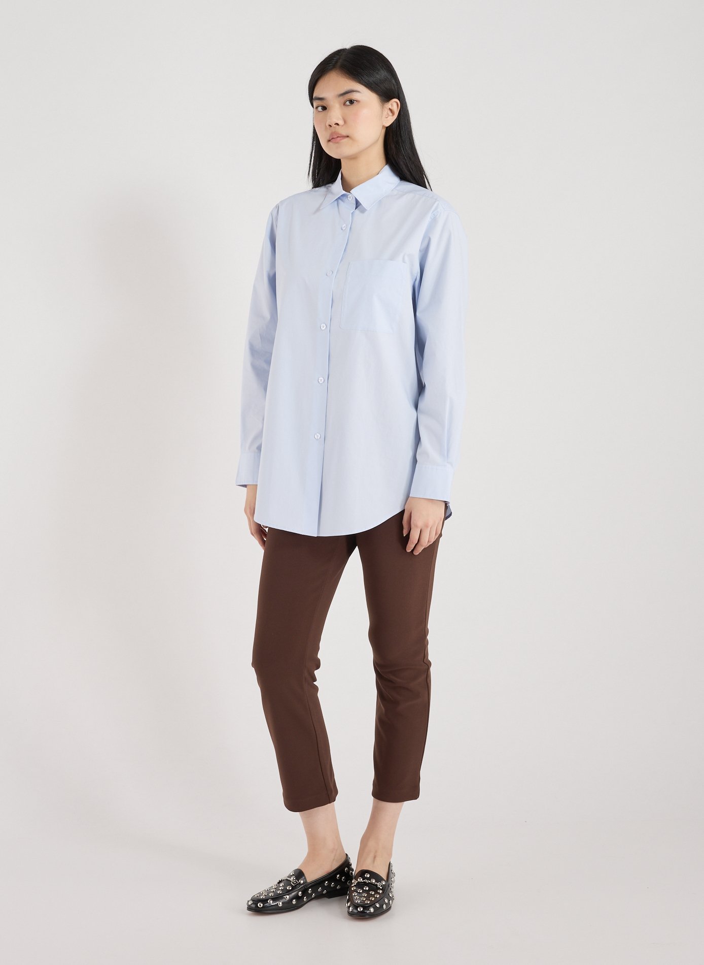 Chemise droite manches longues en coton  ADOLFO DOMINGUEZ Bleu