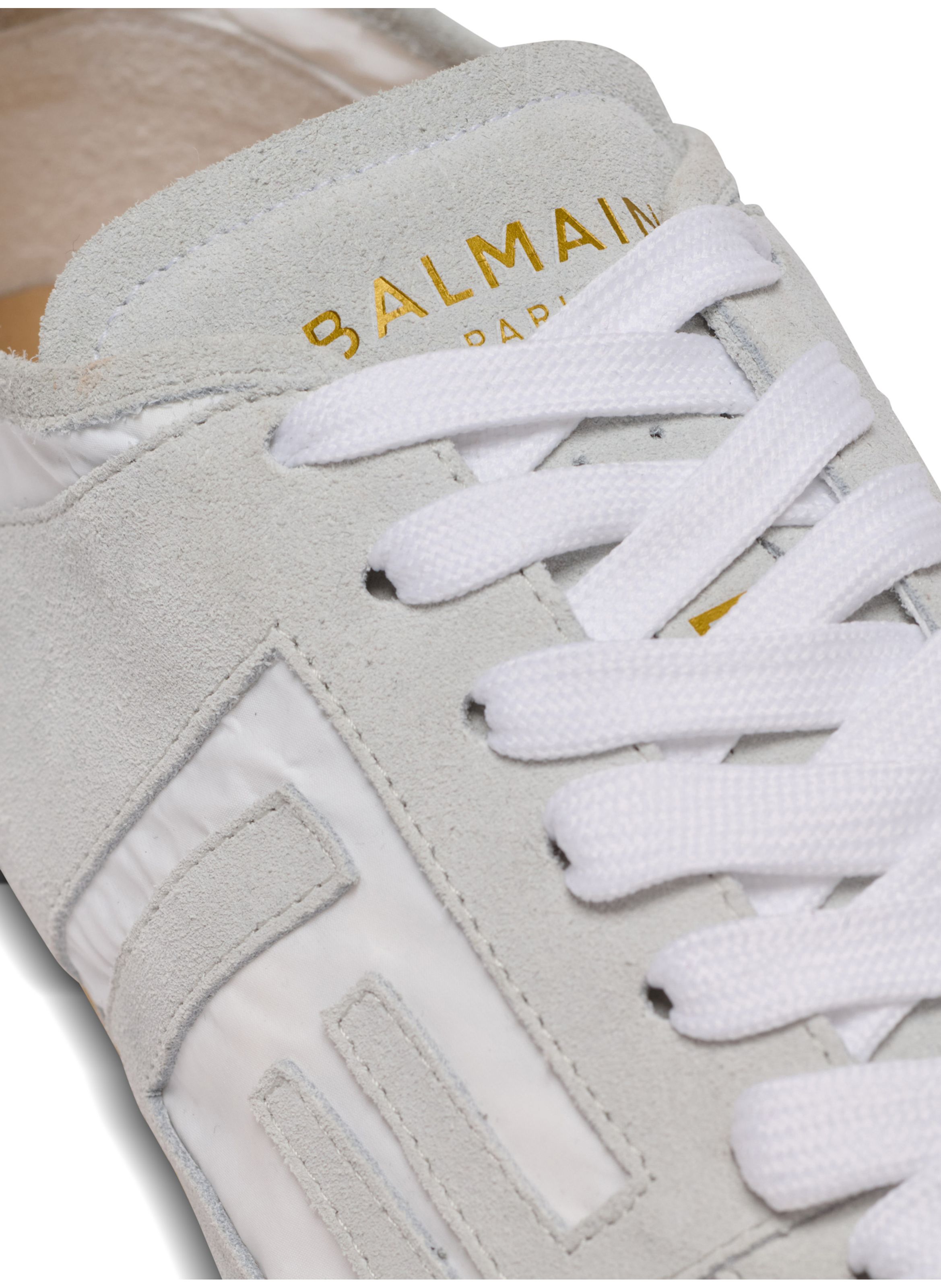 Baskets racer 45 en daim et agneau BALMAIN Blanc