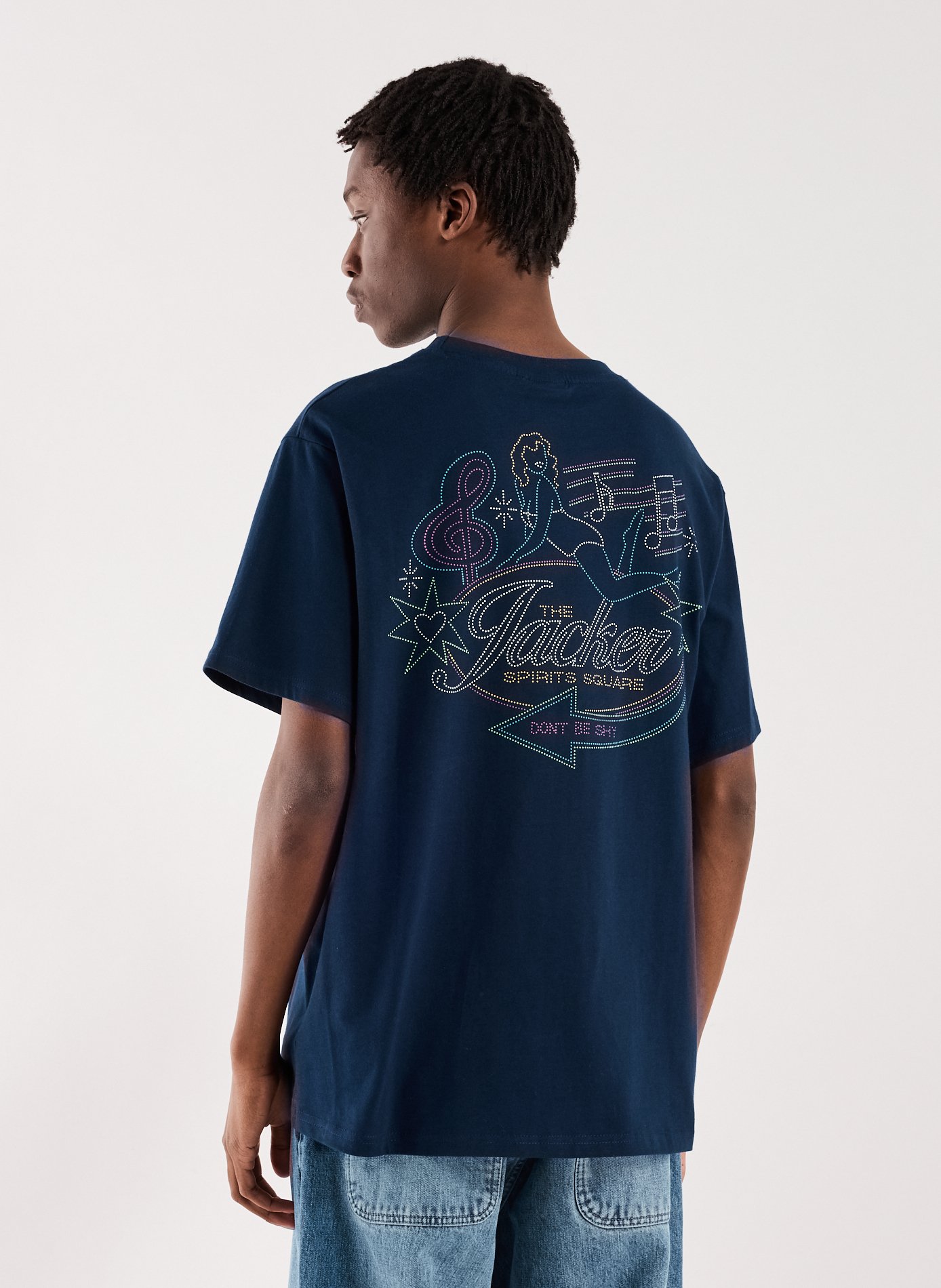 T-Shirt droit manches courtes en coton JACKER. Bleu