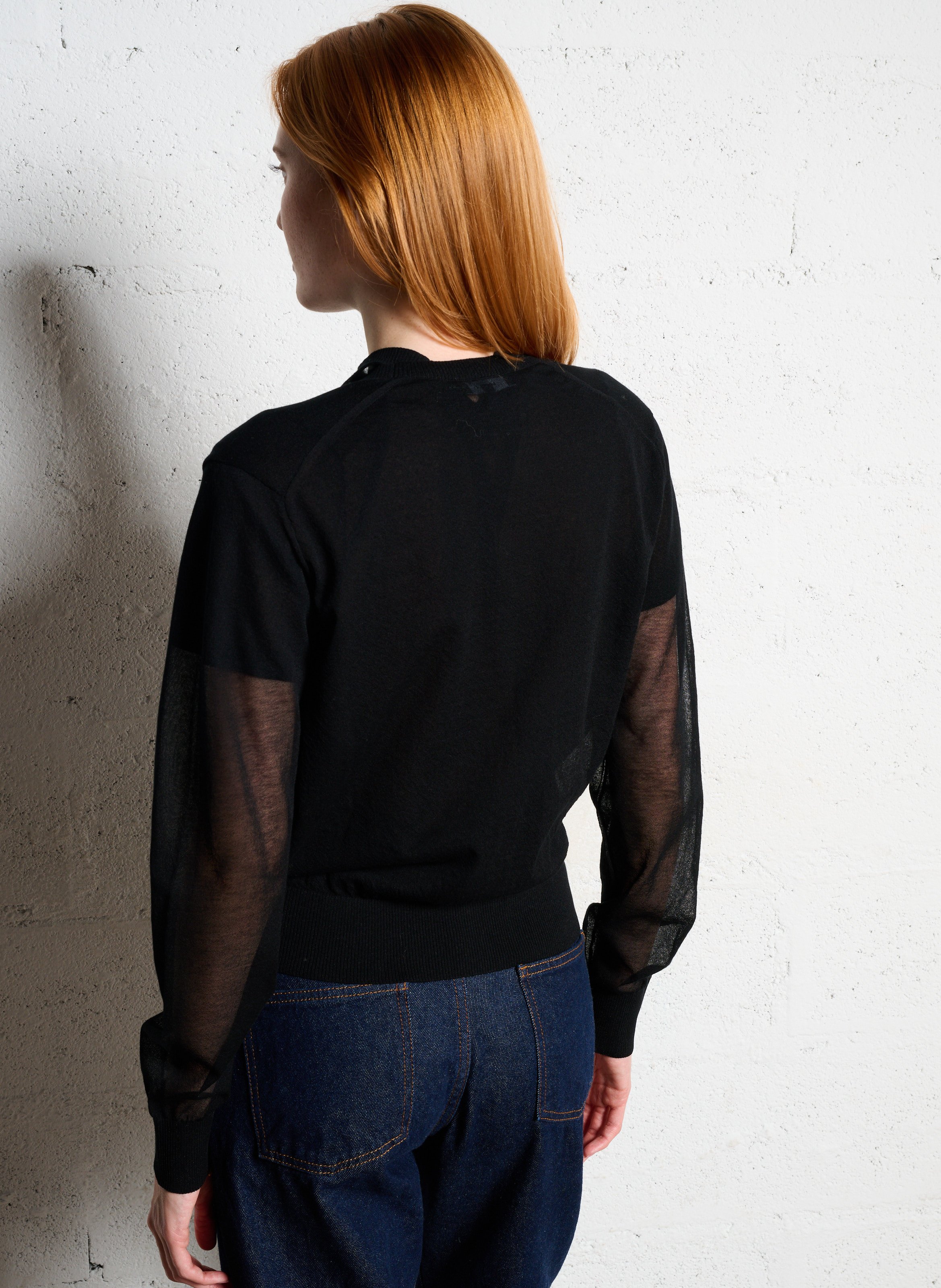 Cardigan col V en coton mélangé Etretat SOEUR Noir