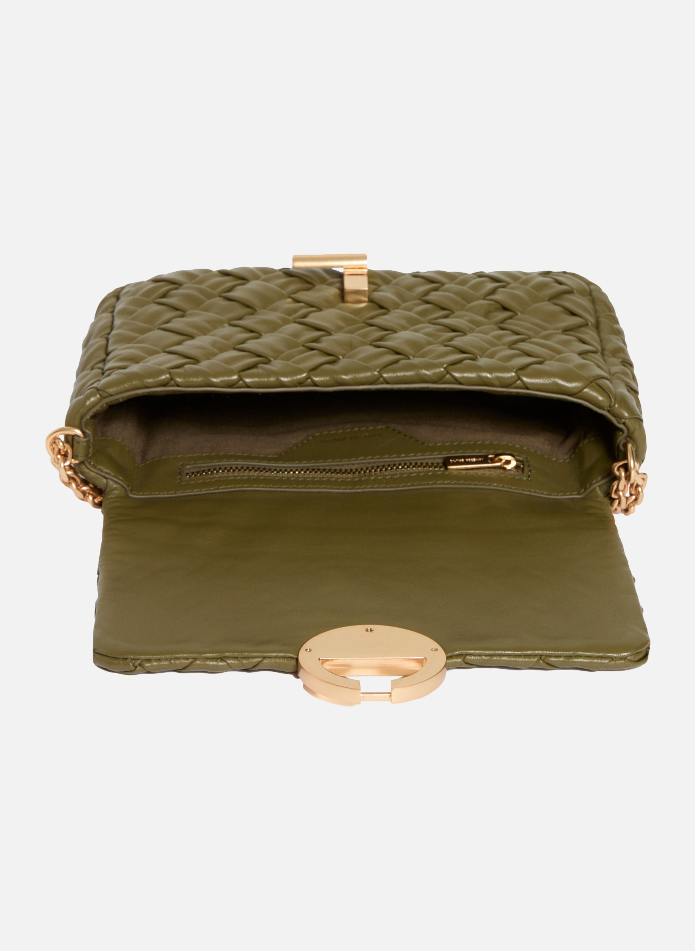 Moyen sac moon en cuir tressé VANESSA BRUNO Vert