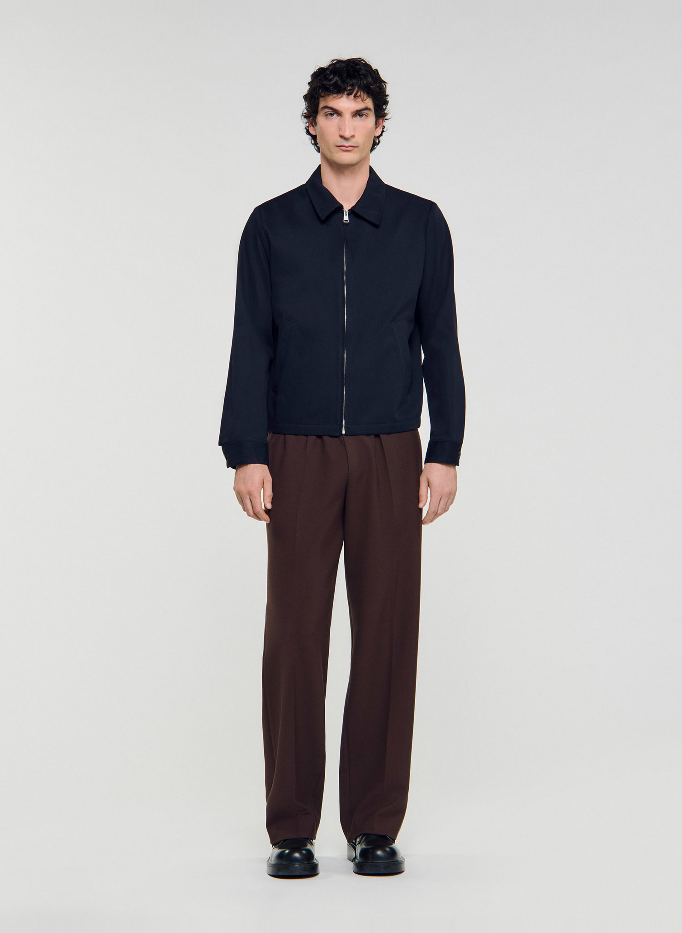 Blouson près du corps en coton SANDRO Bleu