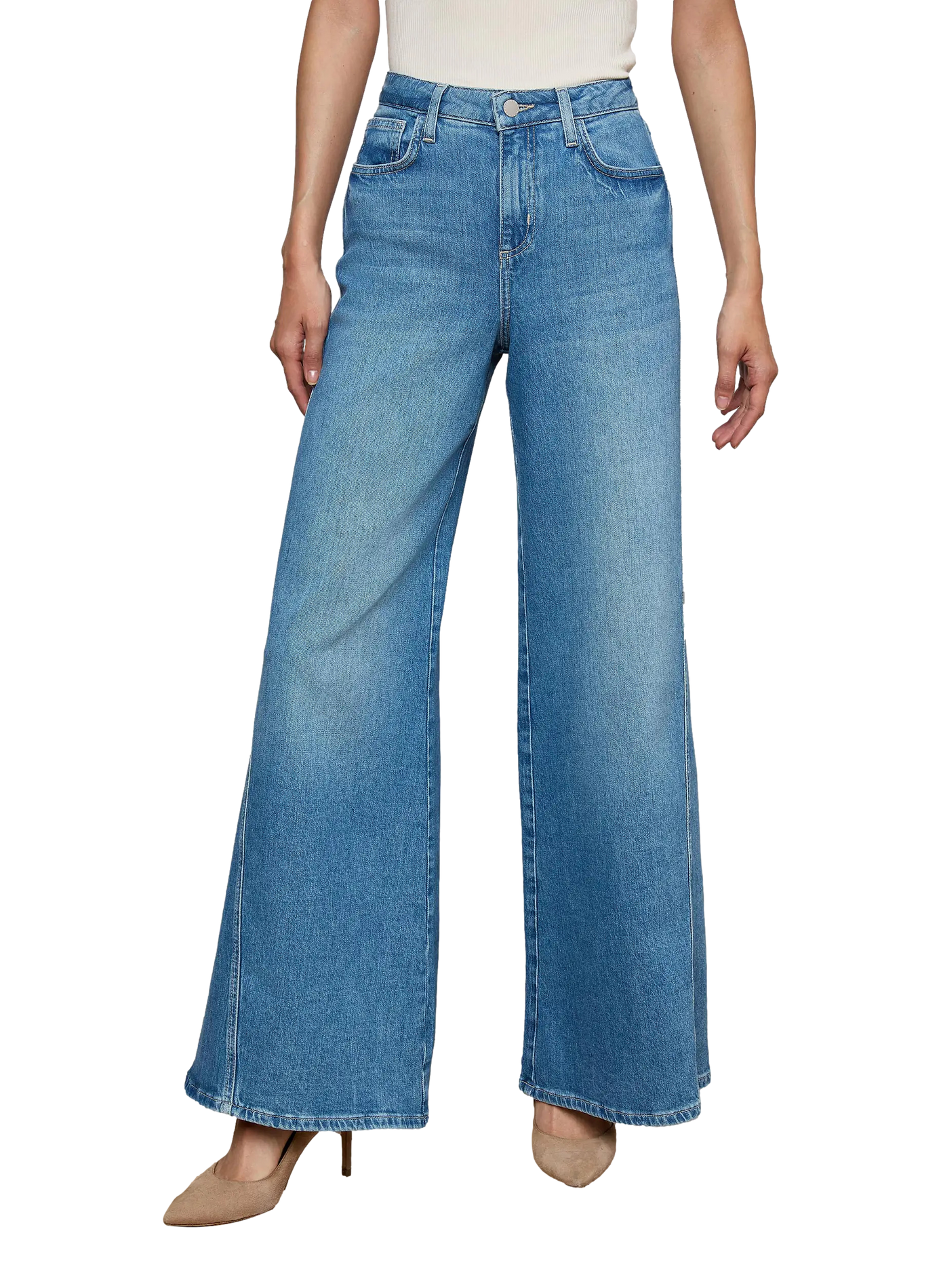 Jean large en coton mélangé L'AGENCE Bleu