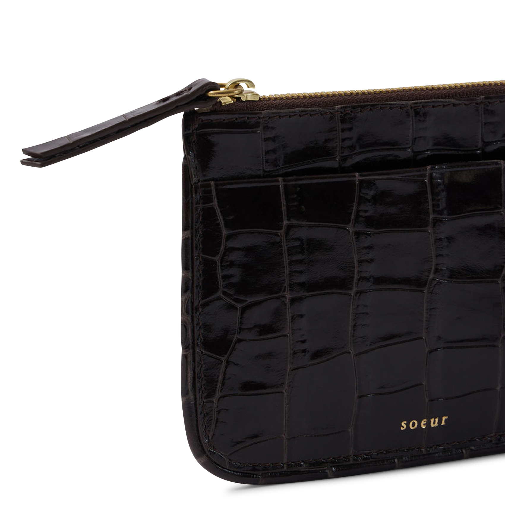Porte-monnaie en cuir embossé croco arsene SOEUR Marron